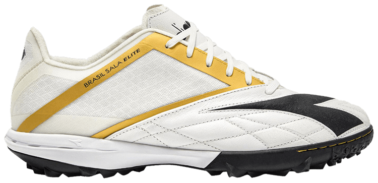 Diadora Brasil Sala Elite TF White Black Metallic Gold