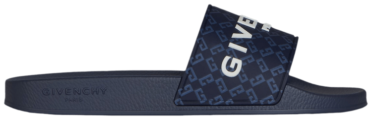 Givenchy Slide Flat Sandal Monogram   Dark Blue