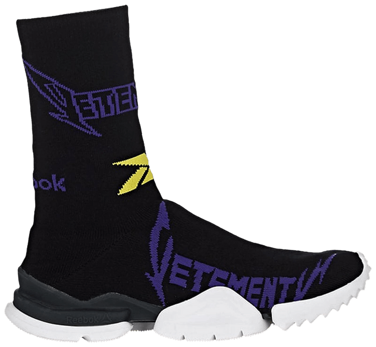 Reebok Vetements x Metal Sock Runner Boot Black Yellow Purple