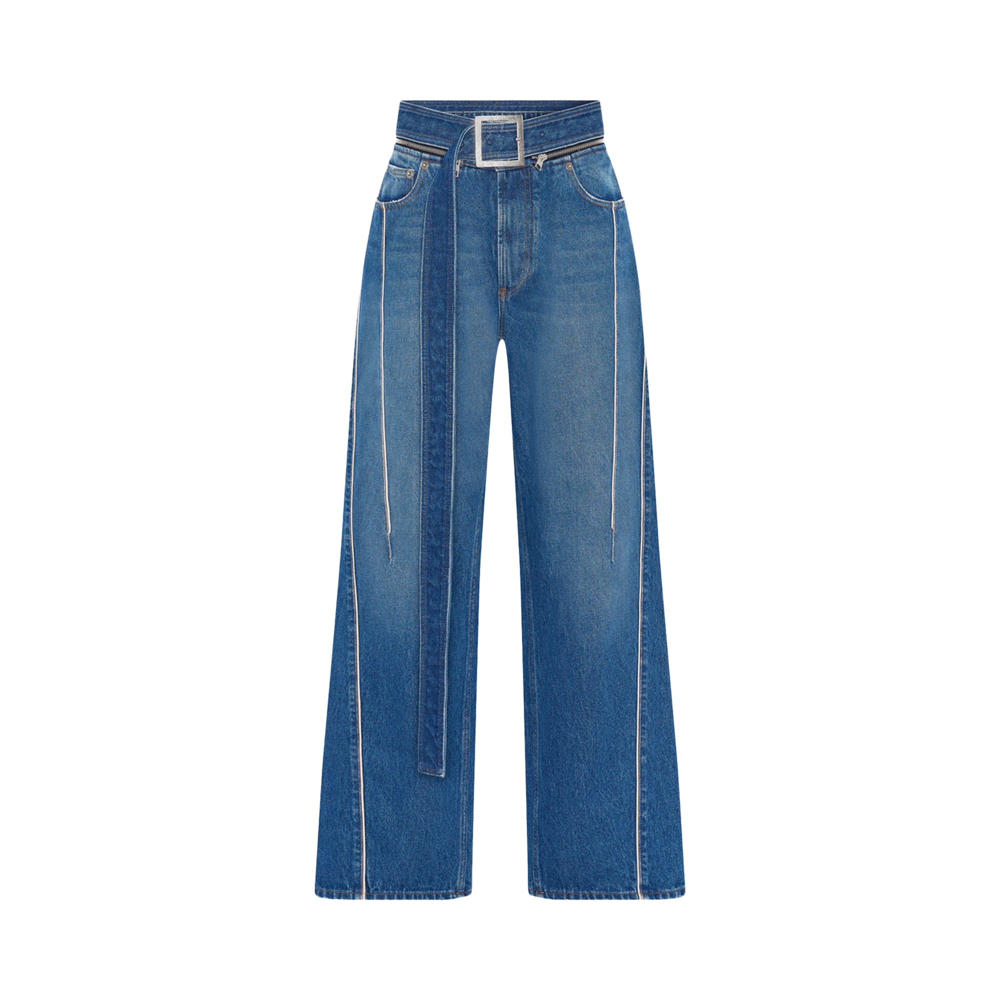 Pre-owned Jean Paul Gaultier Belted Denim Jeans 'vintage Blue' | Women's Size 28