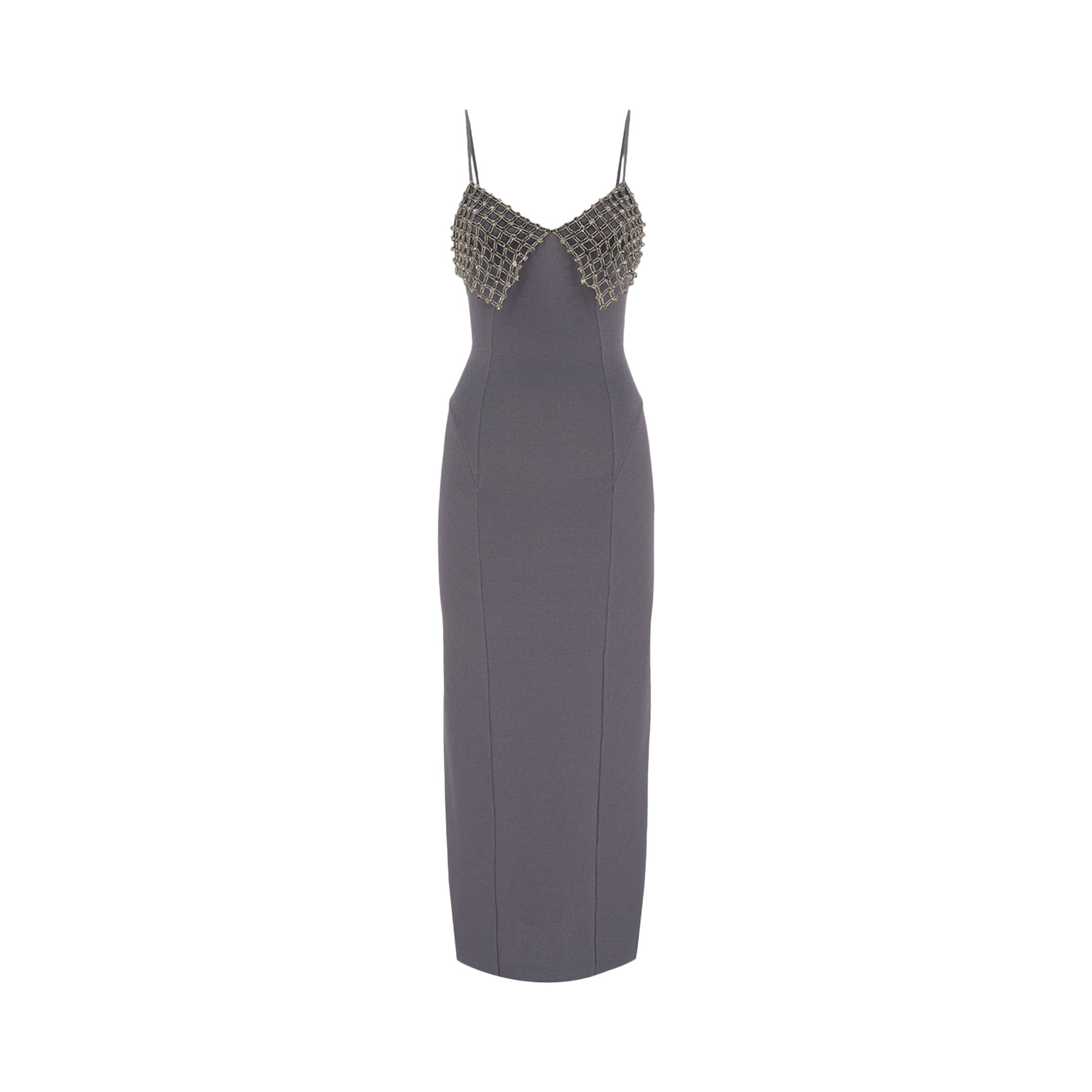Pre-owned Attico The Crystal Detail Midi Dress 'grey' | Women's Size 44