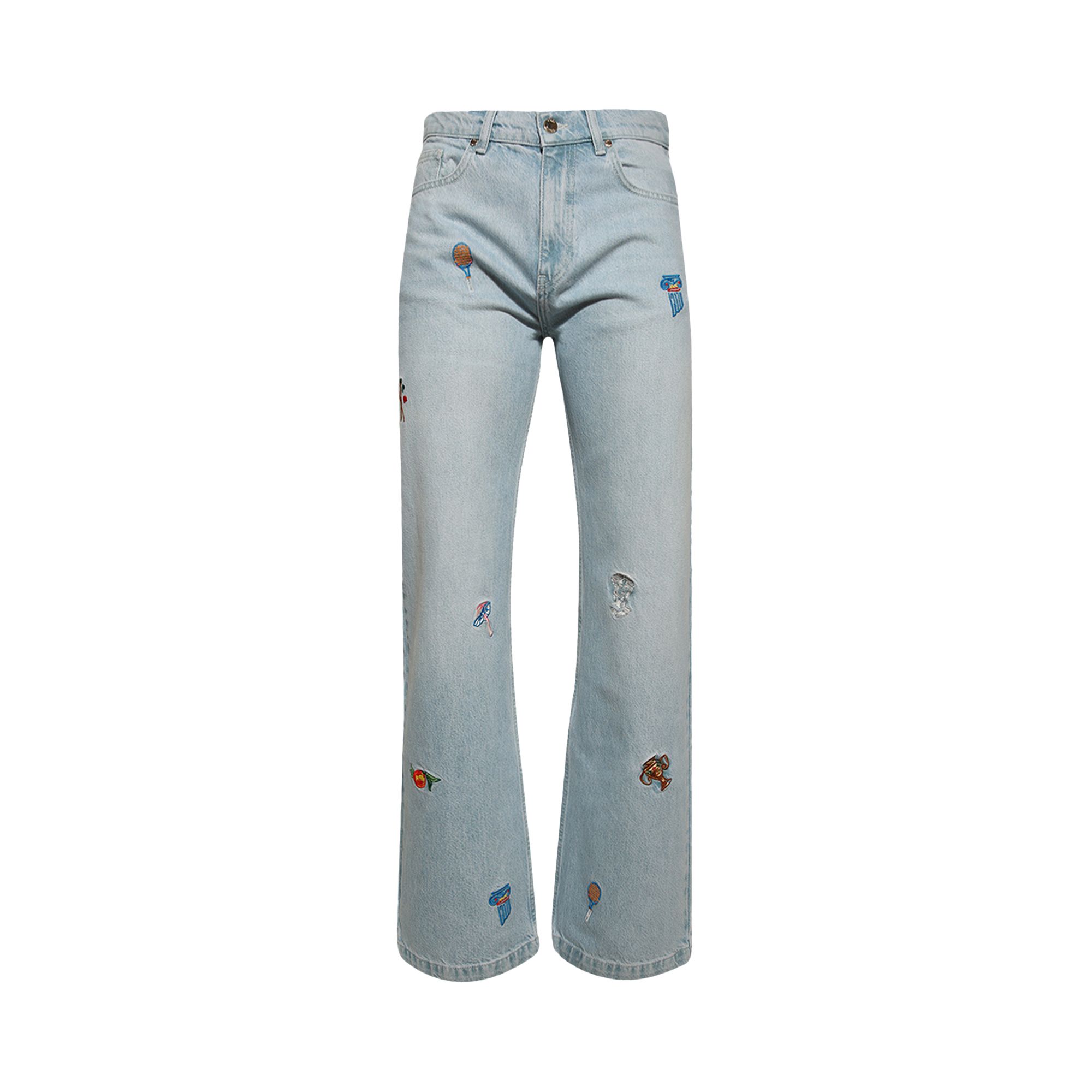Pre-owned Casablanca Embroidered Motif Jeans 'light Vintage Wash' | Blue | Men's Size 38