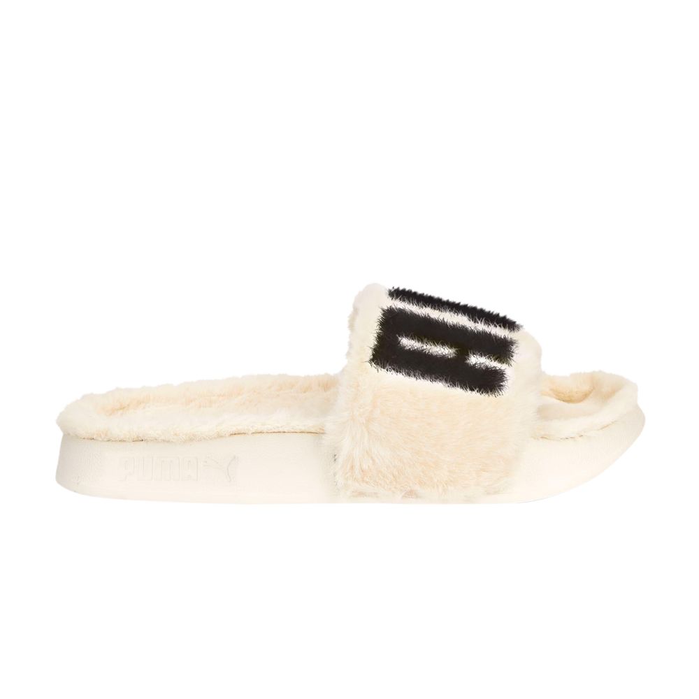 Pre-owned Puma Wmns Leadcat 2.0 Fuzz Slide 'eggnog Black' | Cream | Women's Size 5.5