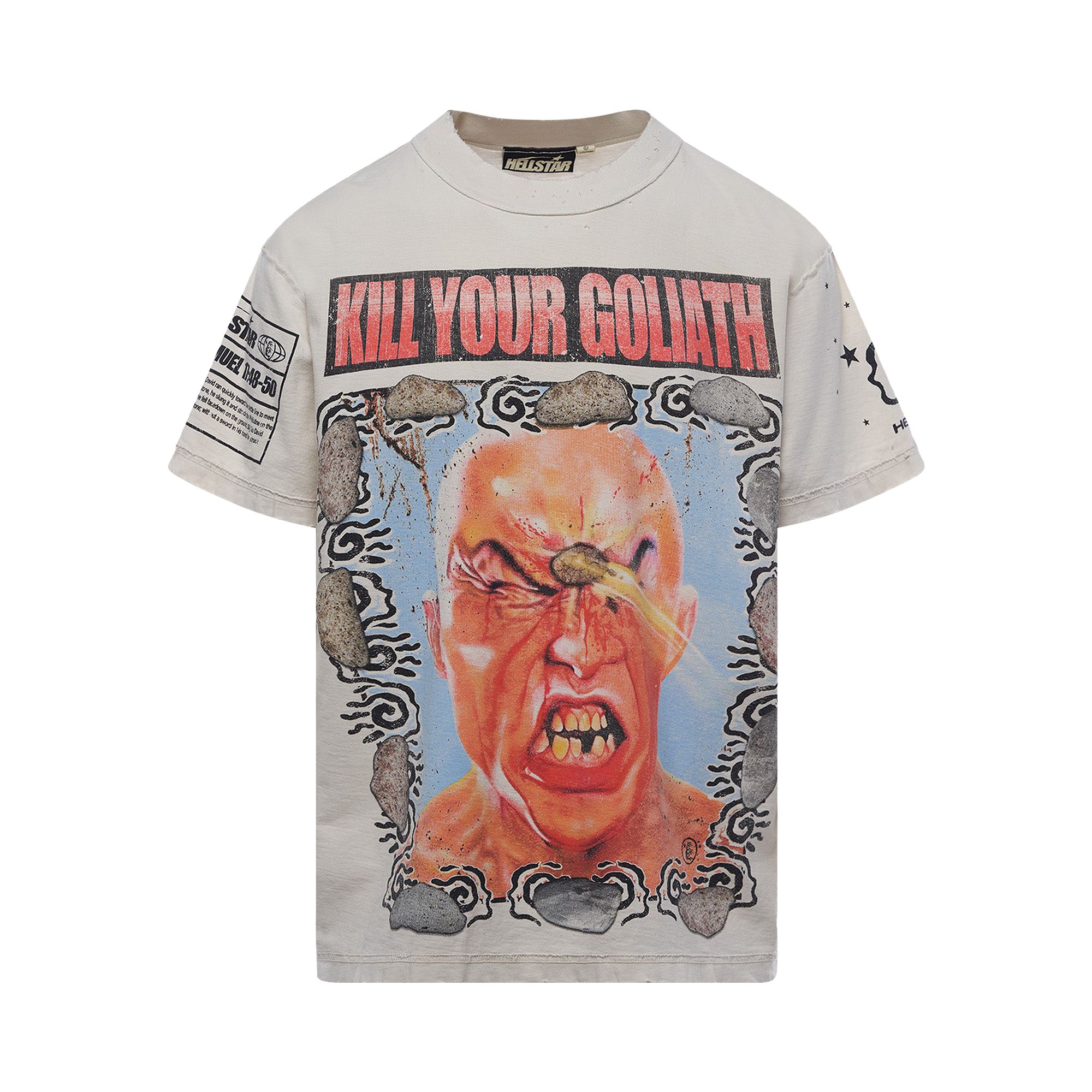 Pre-owned Hellstar Kill Your Goliath T-shirt 'white' | Cream | Men's Size M