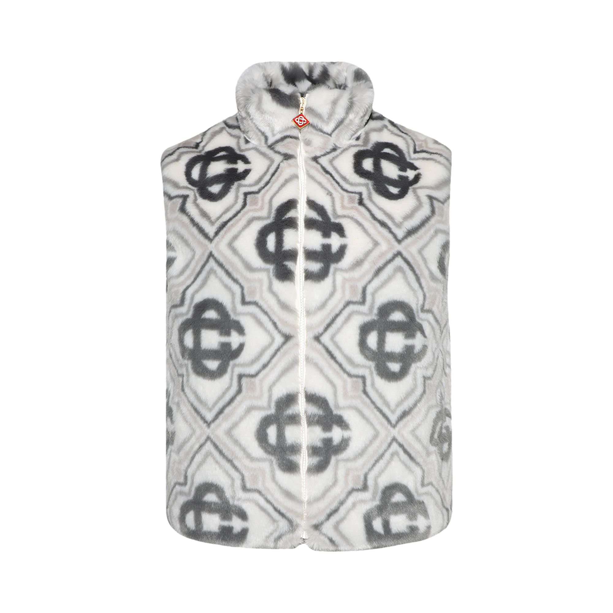 Pre-owned Casablanca Faux Fur Monogram Gilet 'grey Diamond Monogram' | Men's Size Xl