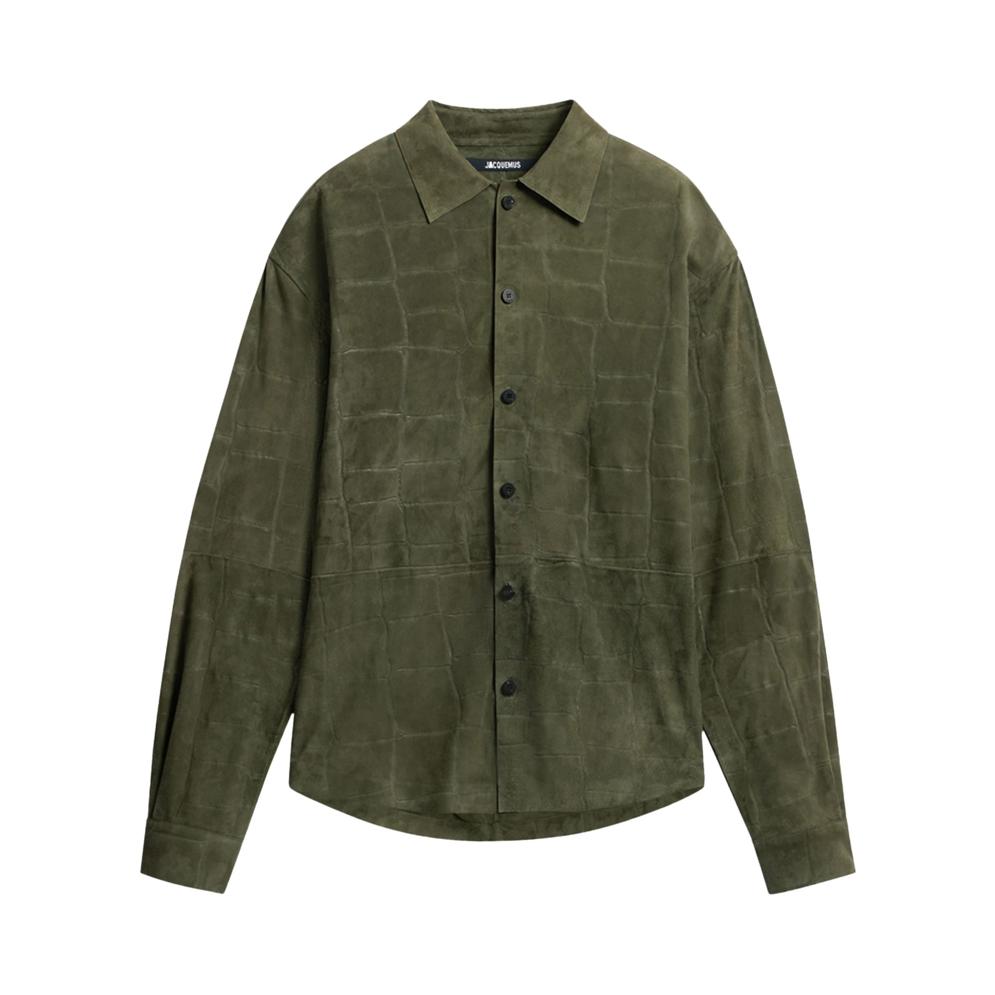 Pre-owned Jacquemus La Chemise Croco Cuir 'khaki' | Tan | Men's Size 50 In Brown