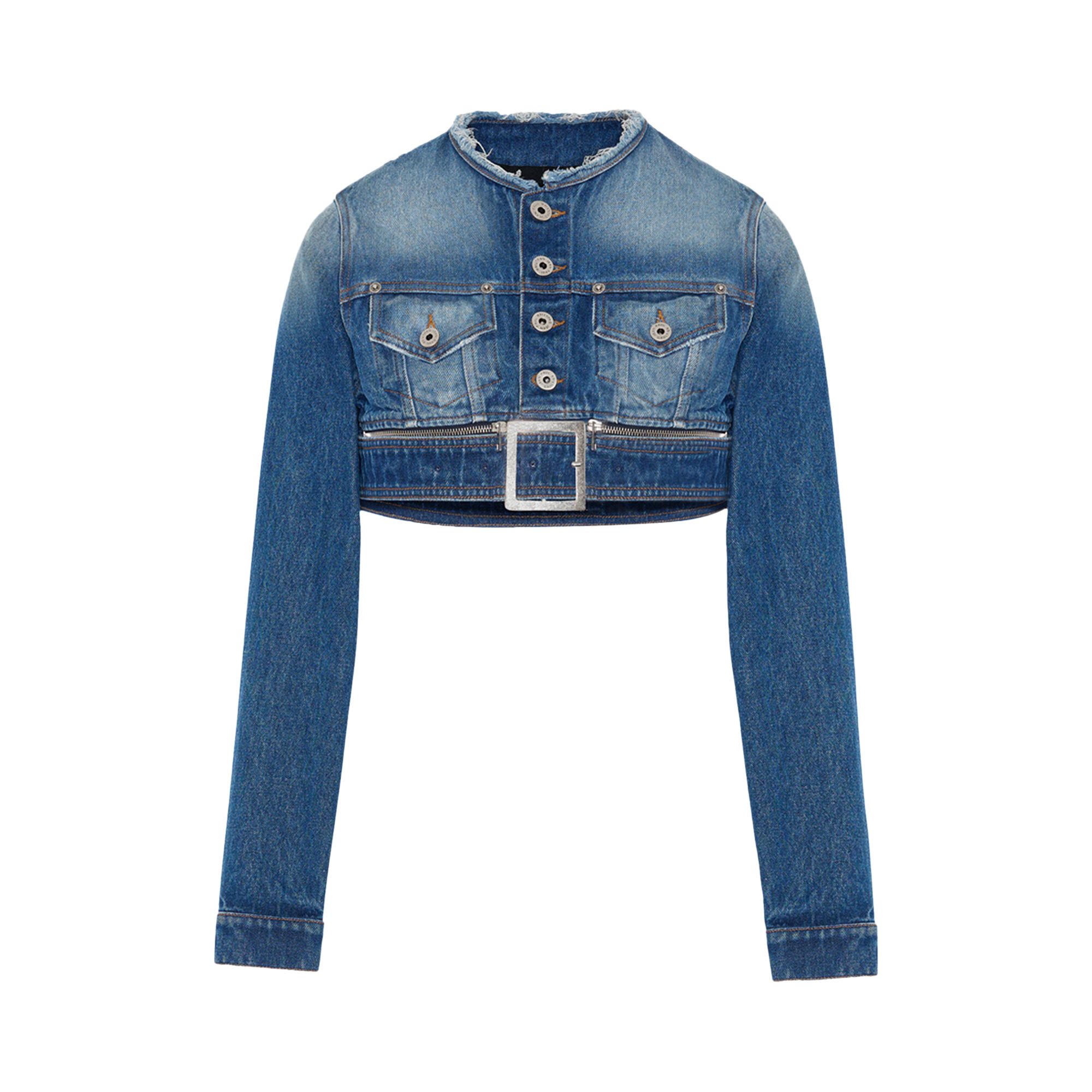 Pre-owned Jean Paul Gaultier Super Cropped Jacket 'vintage Blue' | Women's Size L