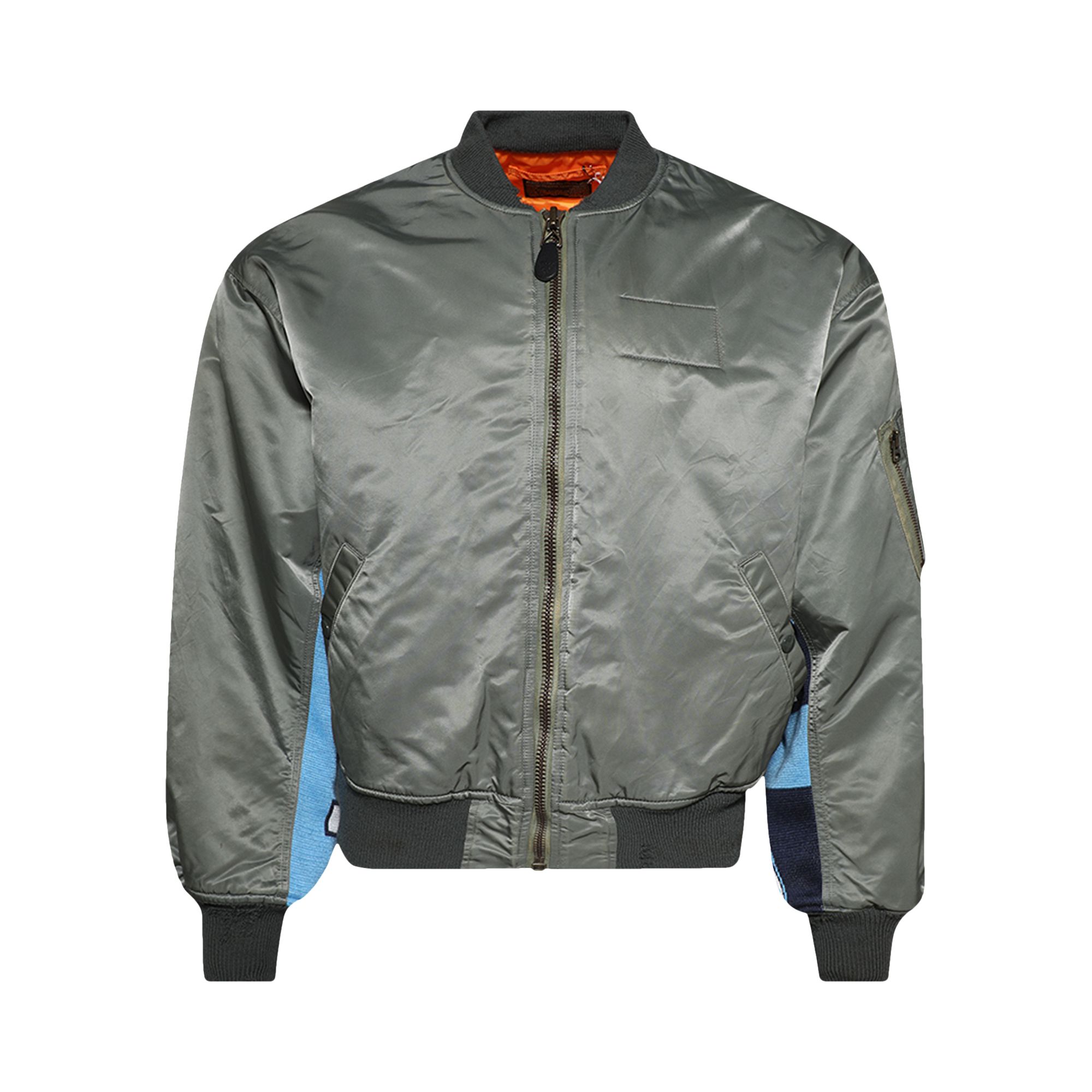 Pre-owned Saint Mxxxxxx Contrasting Sleeves Bomber Jacket 'khaki' | Tan | Men's Size L