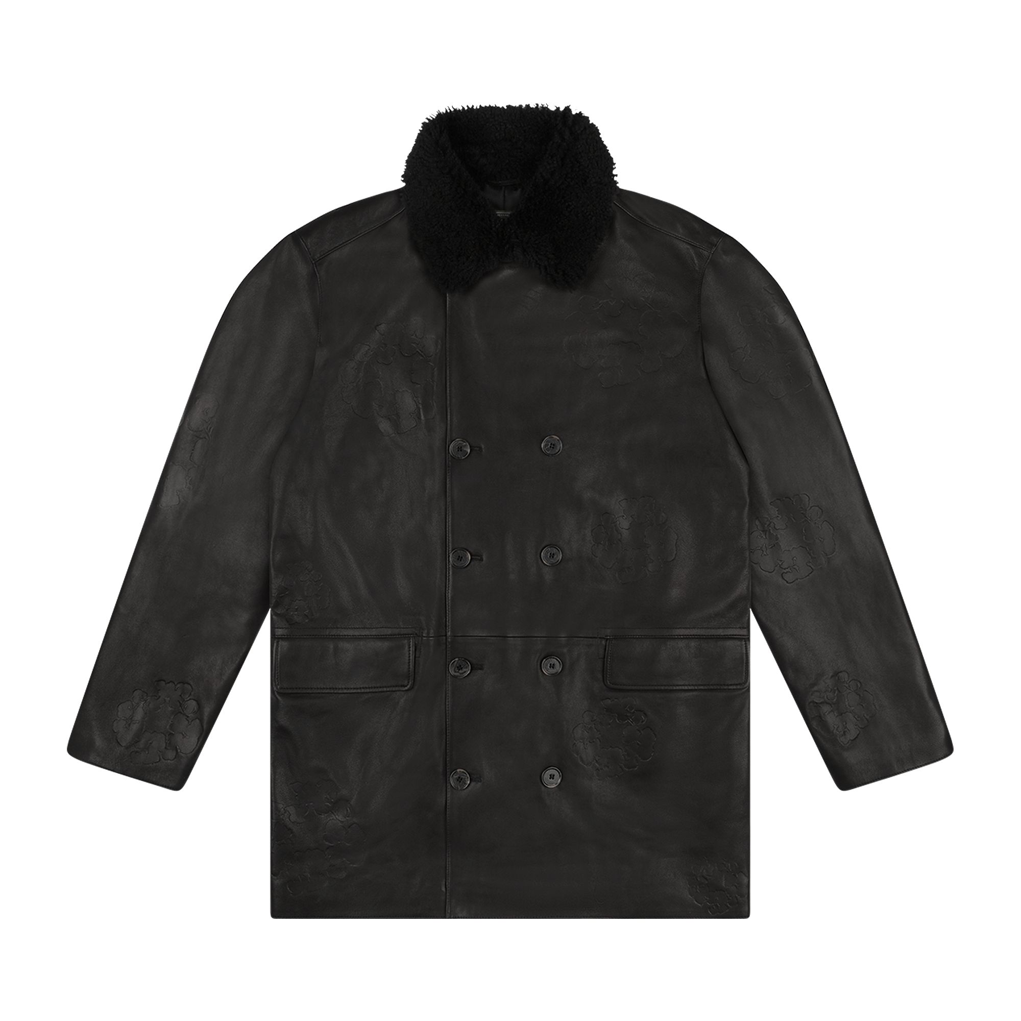 Pre-owned Denim Tears Oakland Wreath Winter Leather Coat 'black' | Men's Size S