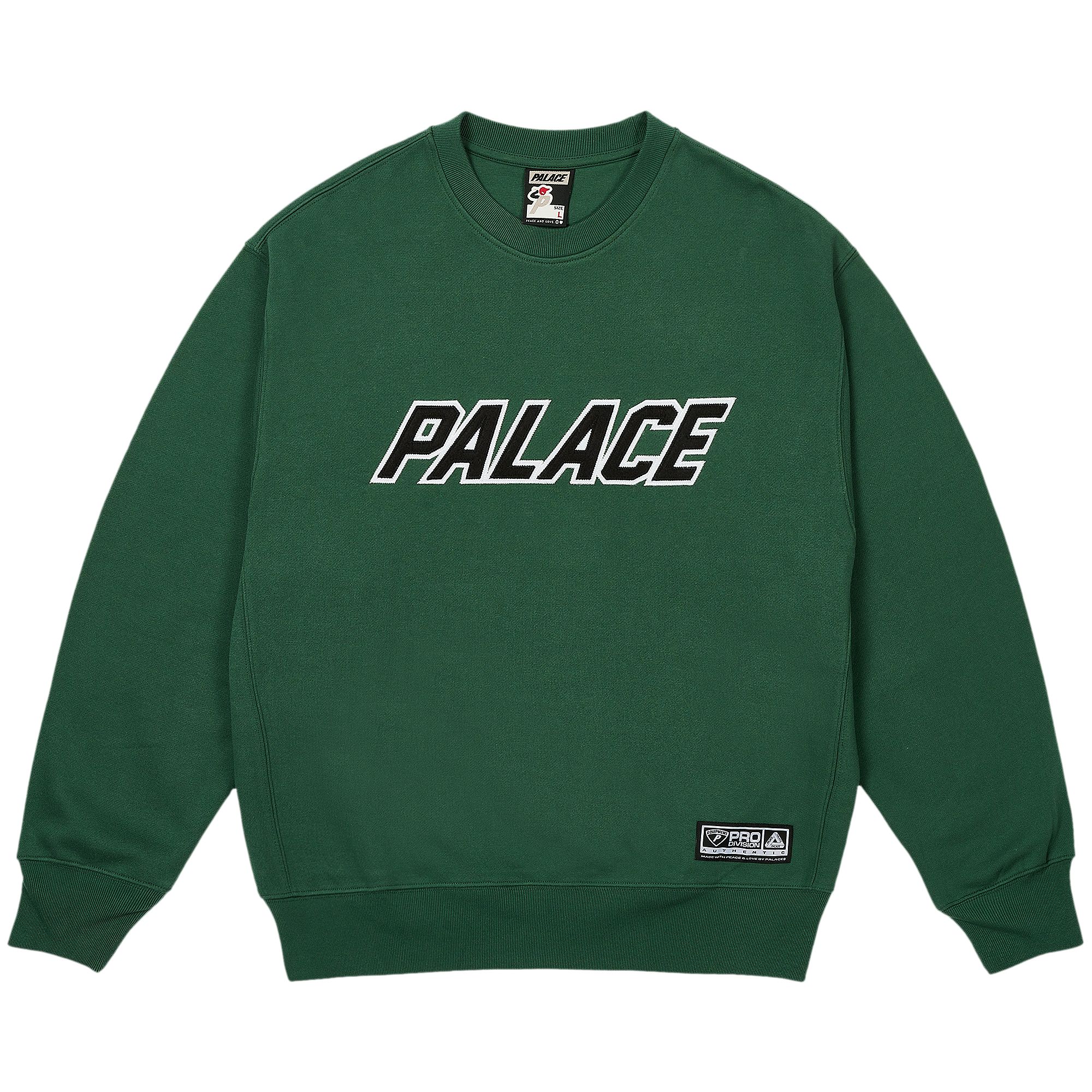 Pre-owned Palace Appliqué Team Crew 'racey Green' | Men's Size Xxl