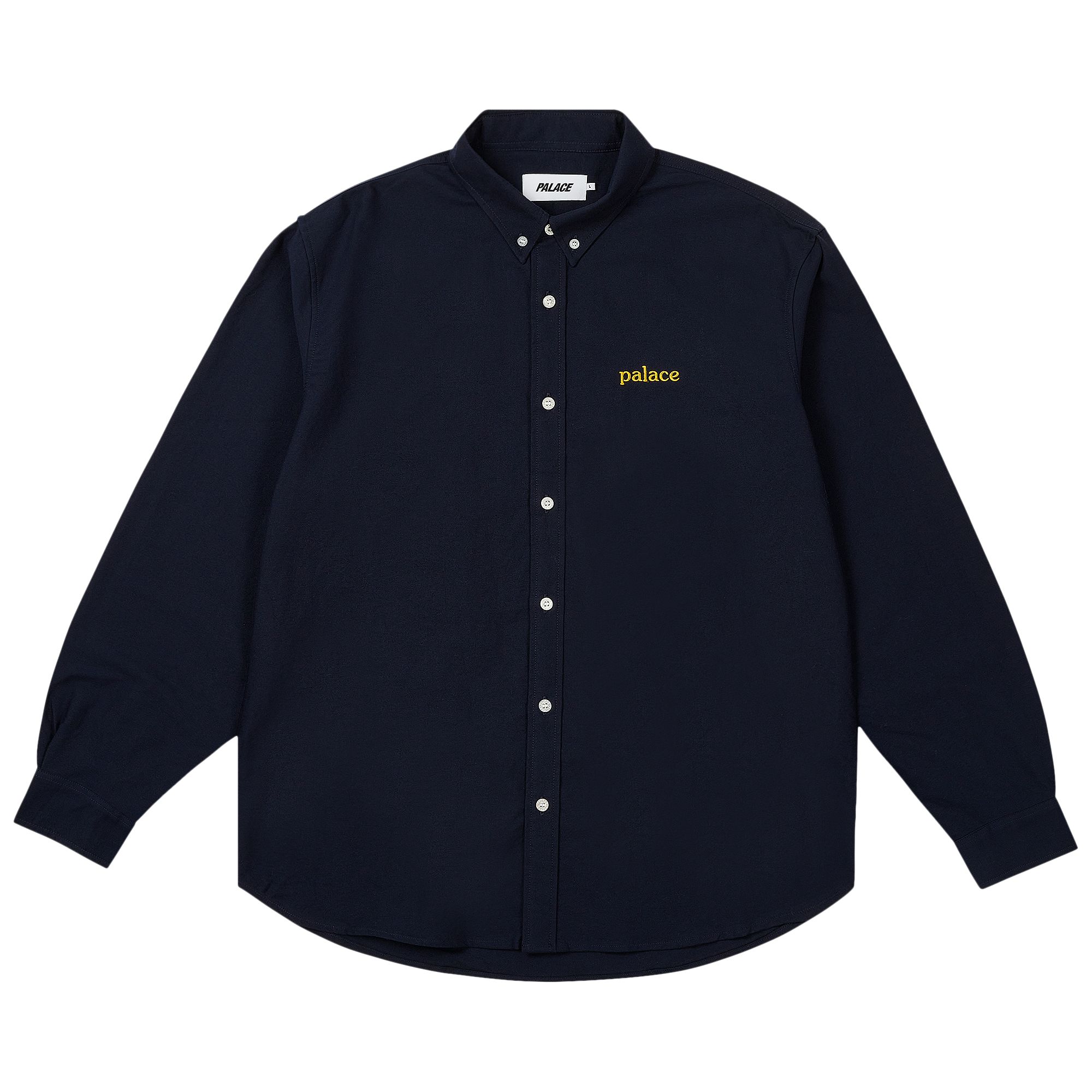 Pre-owned Palace Seersucker Oxford Shirt 'navy' | Blue | Men's Size L