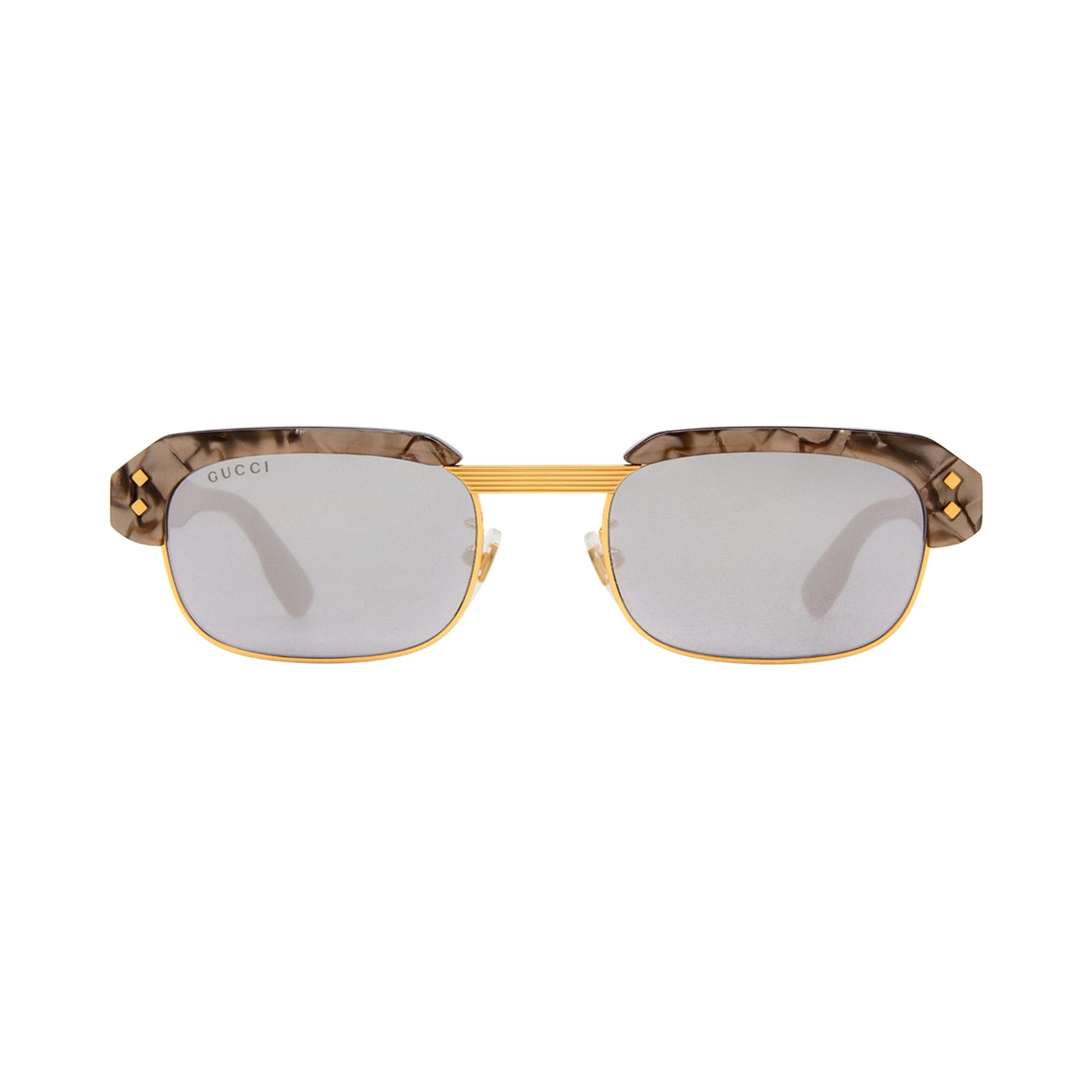 Pre-owned Gucci Rectangular Frame Sunglasses 'brown/silver' | Men's Size Onesize