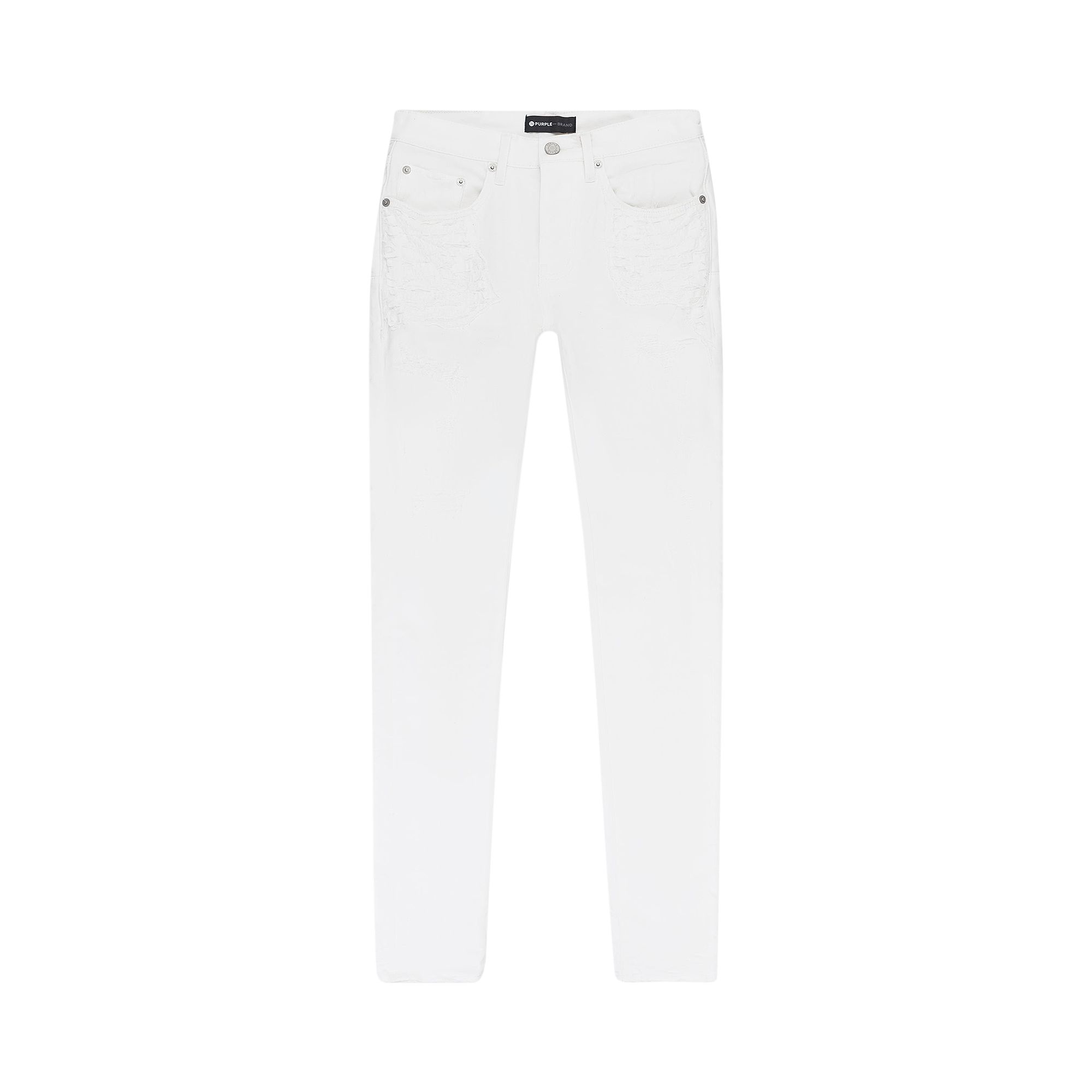 Pre-owned Purple Brand Quilted Destroy Pocket Skinny Jeans 'white' | Men's Size 28