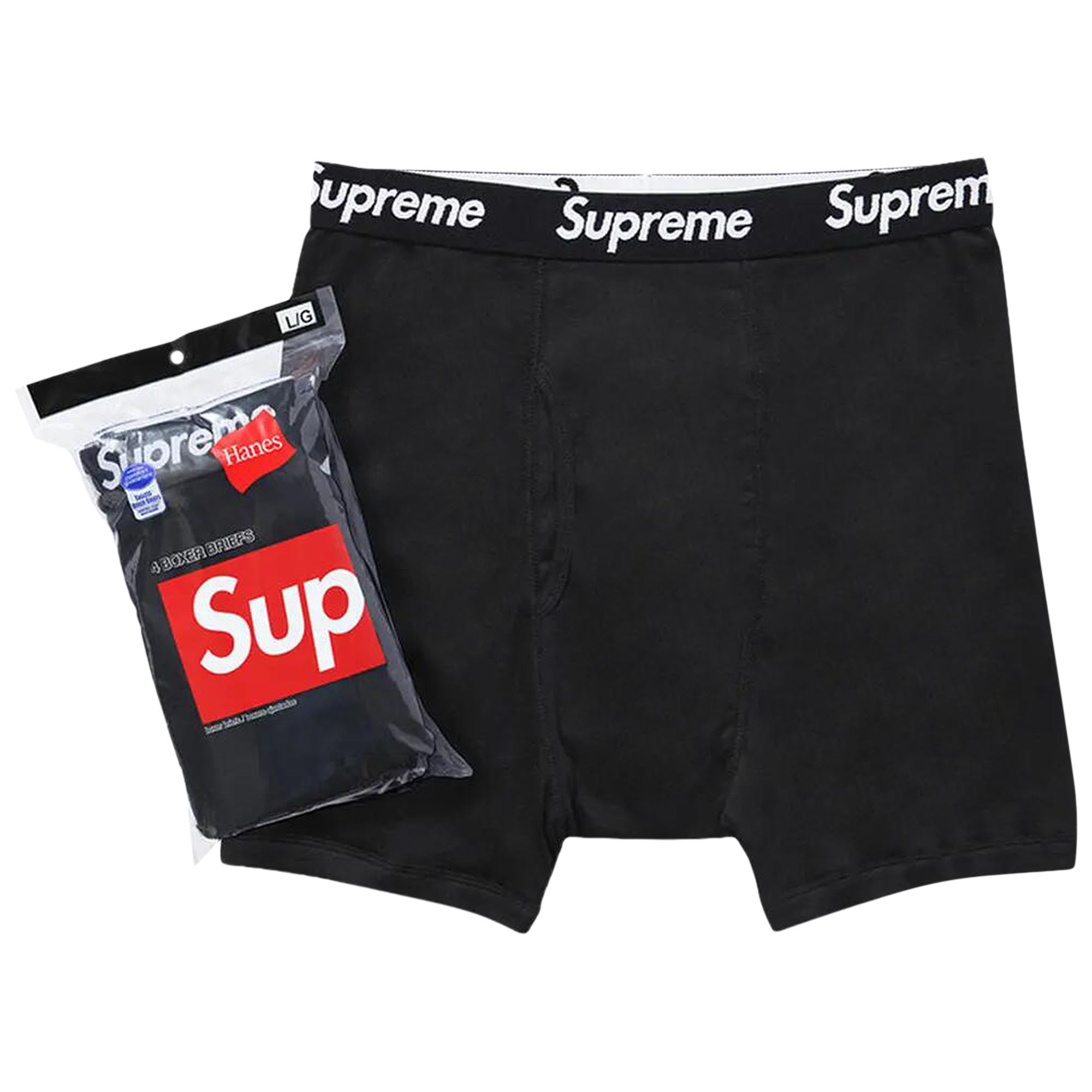 Pre-owned Supreme Hanes Boxer Briefs (4 Pack) 'black' | Men's Size Xl