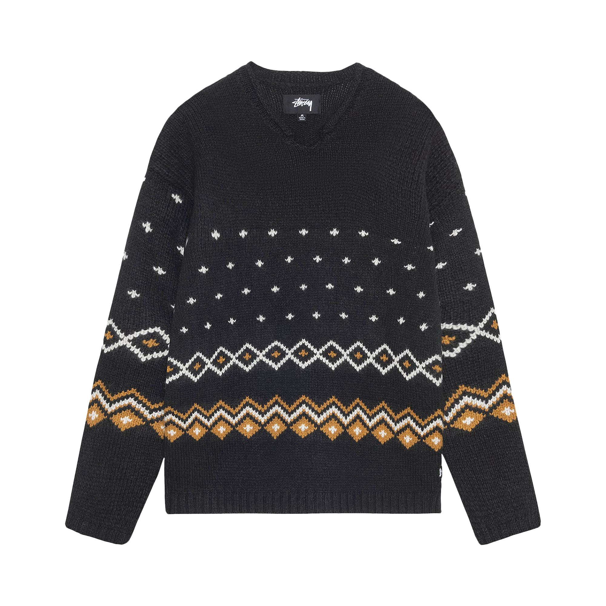 Pre-owned Stussy Roll Neck Fairisle Sweater 'charcoal' | Grey | Men's Size Xl