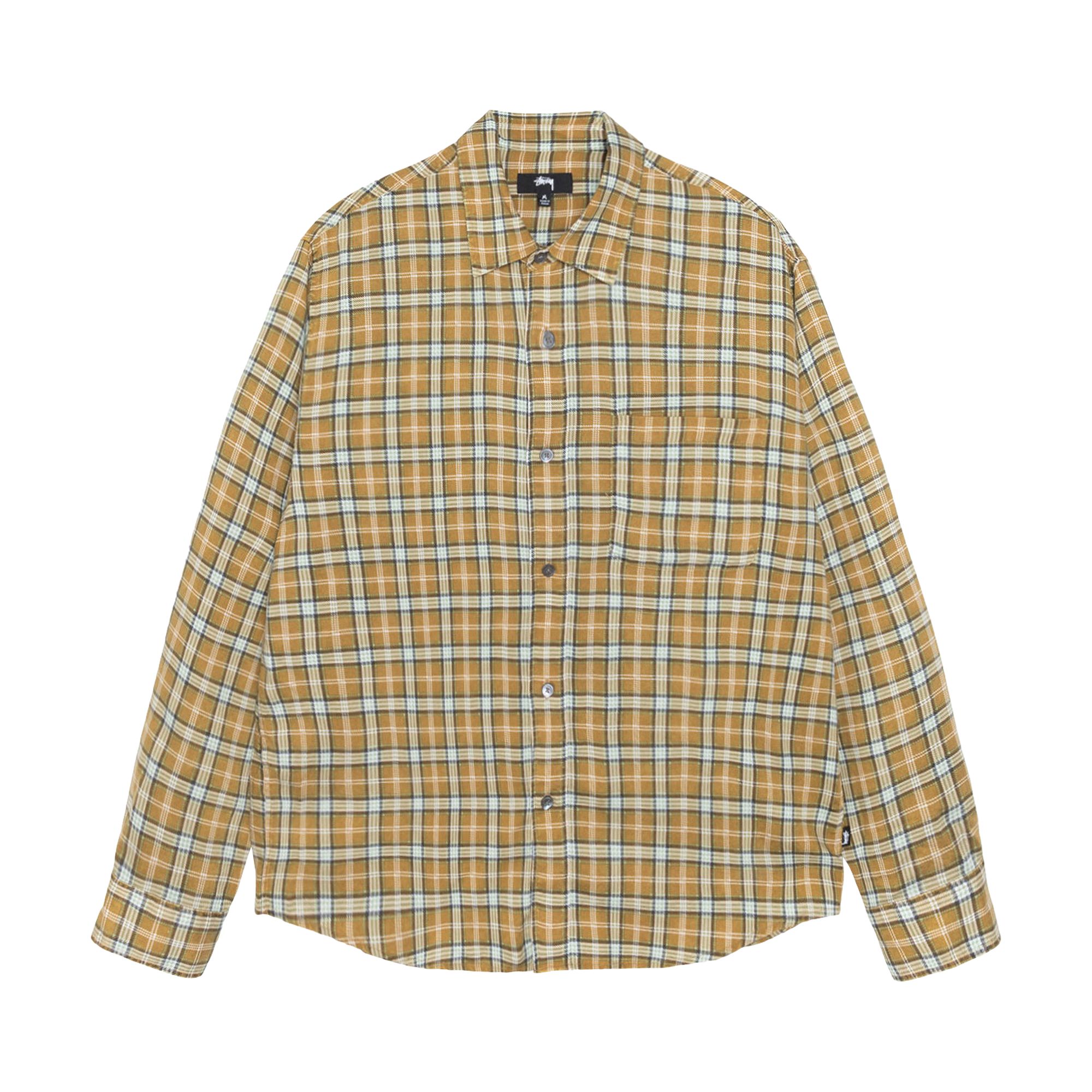 Pre-owned Stussy Matthew Shirt Printed Plaid 'gold' | Men's Size Xl