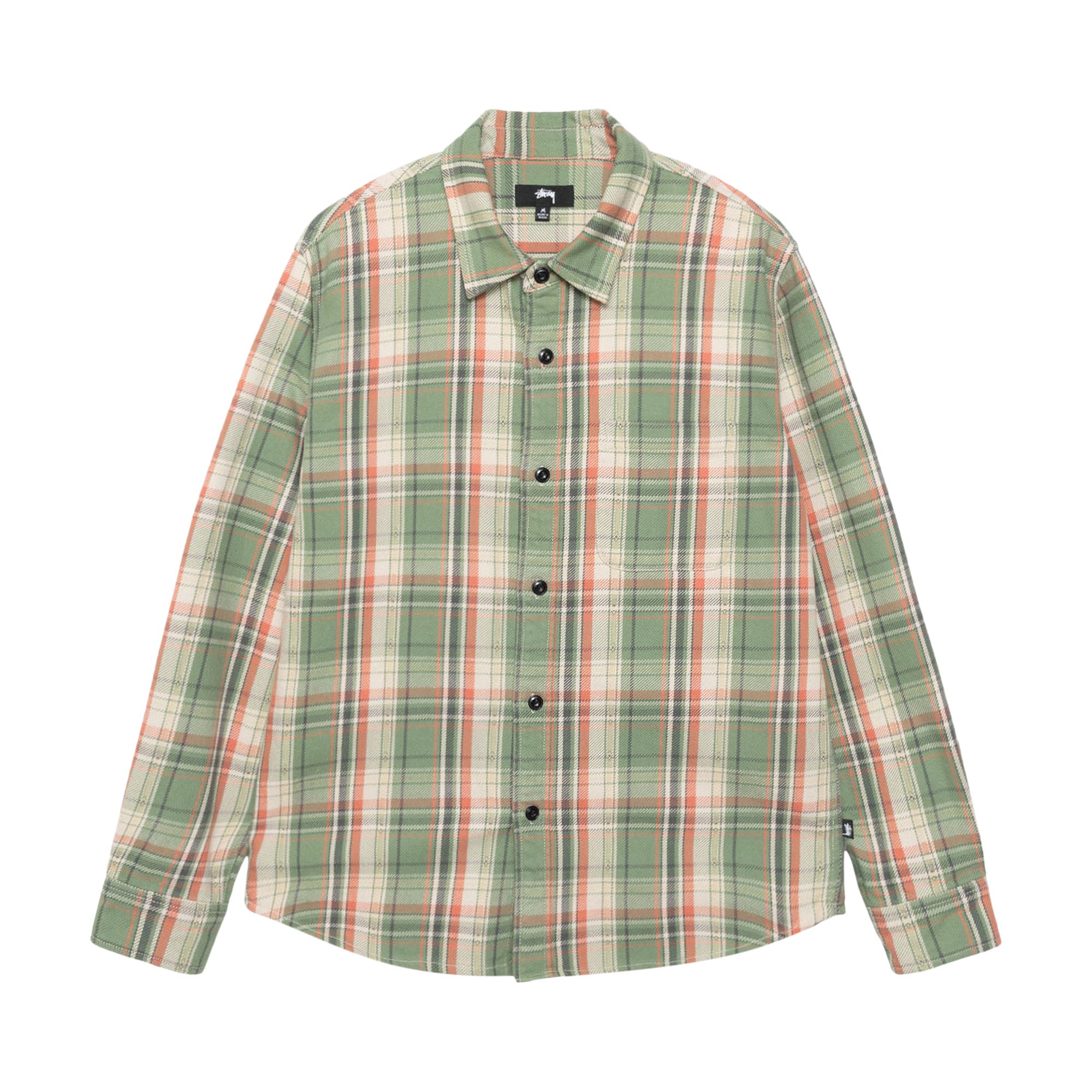 Pre-owned Stussy Dan Washed Cotton Plaid Shirt 'green' | Men's Size Xl