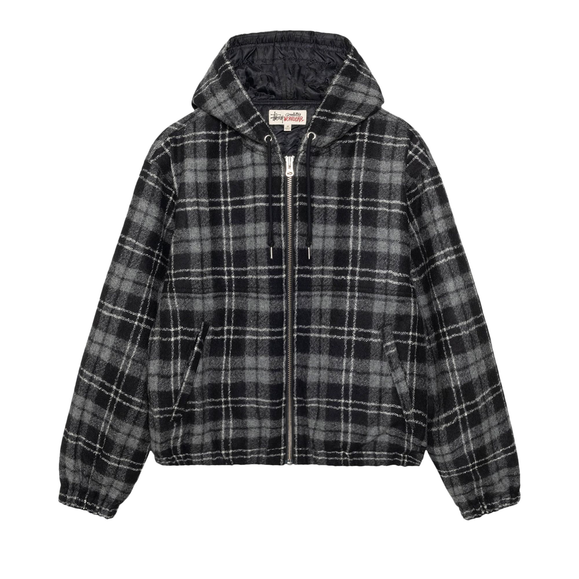 Pre-owned Stussy Work Jacket Wool Plaid 'charcoal' | Grey | Men's Size L