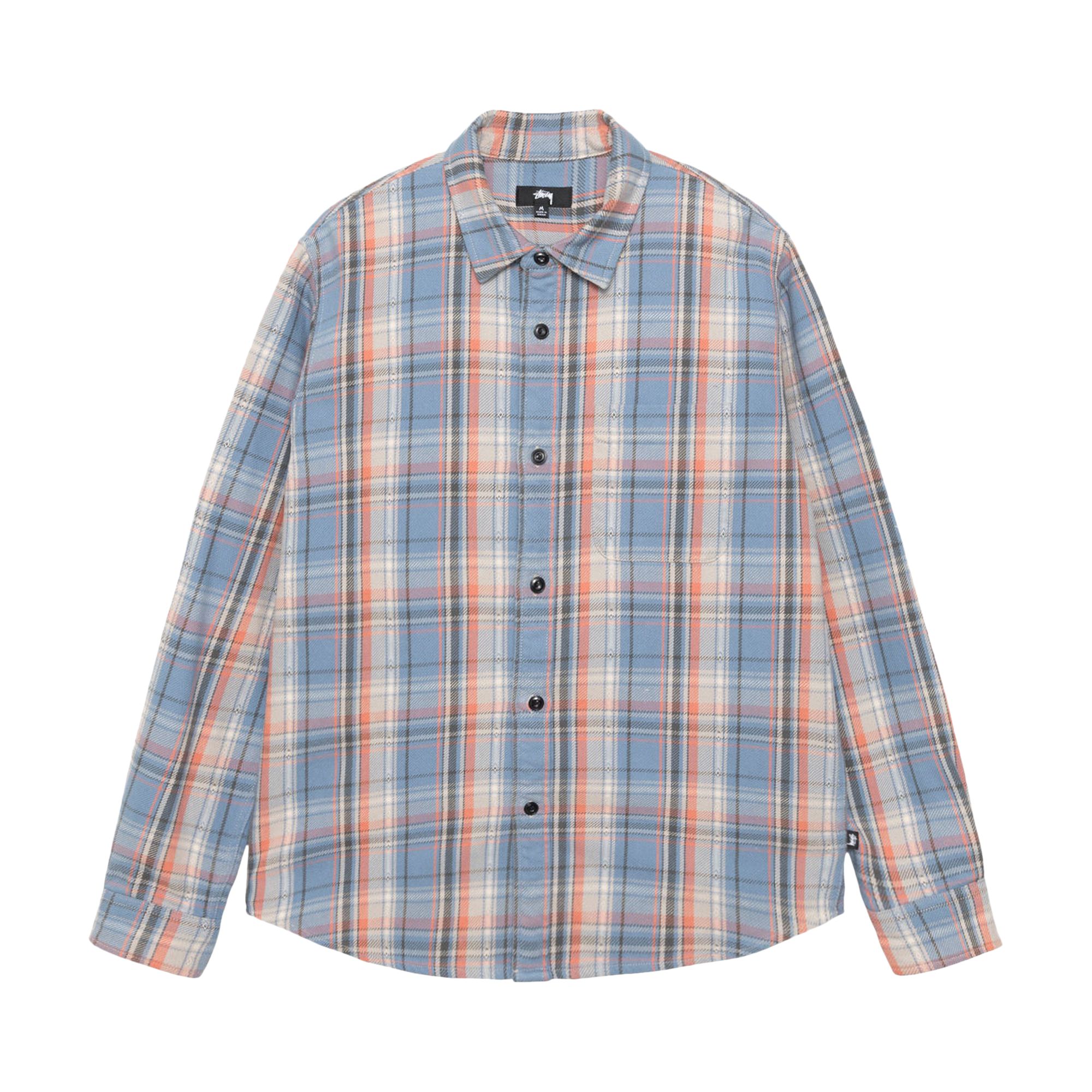 Pre-owned Stussy Dan Washed Cotton Plaid Shirt 'blue' | Men's Size M