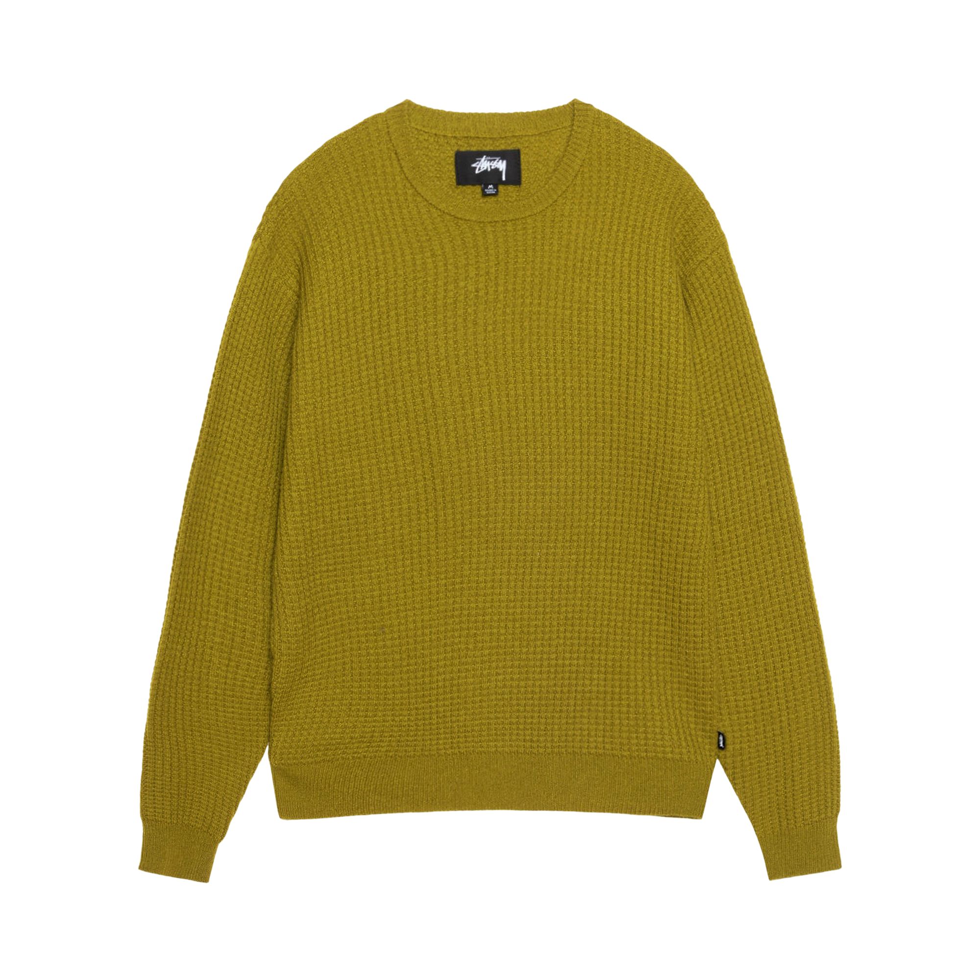 Pre-owned Stussy Waffle Knit Cashmere Crew 'moss' | Green | Men's Size M