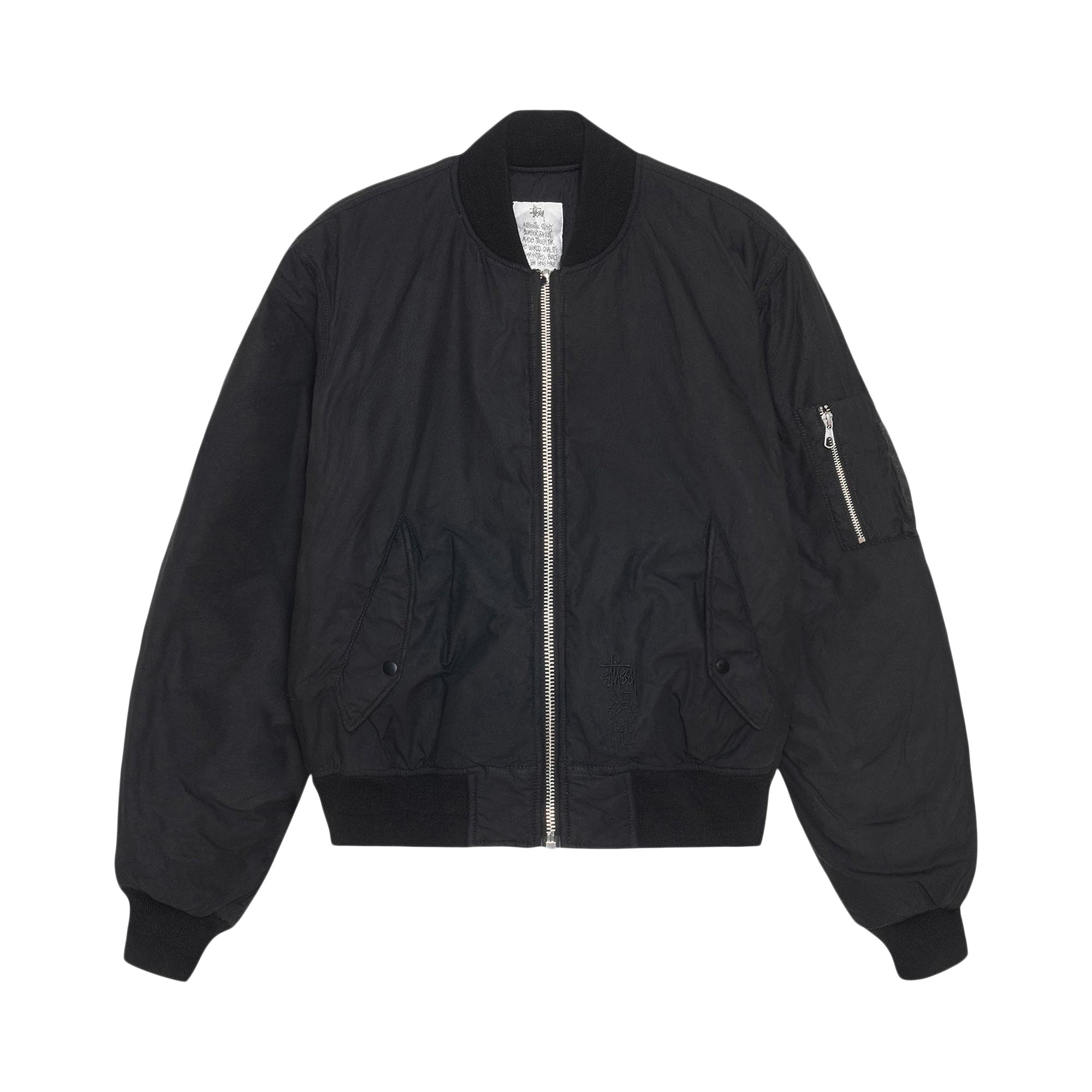 Pre-owned Stussy Waxed Built Bomber Jacket 'black' | Men's Size Xl
