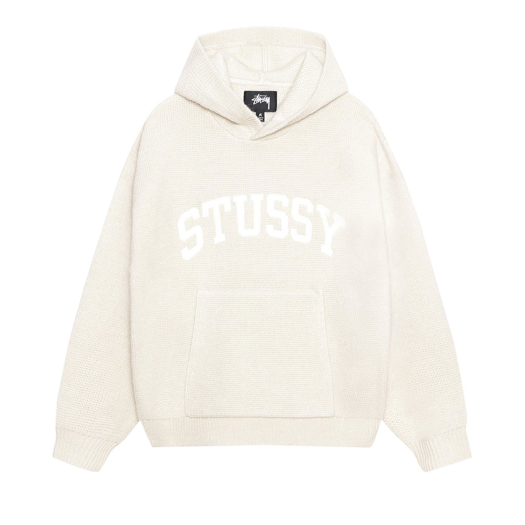 Pre-owned Stussy Felt Patch Knit Hoodie 'natural' | Cream | Men's Size M