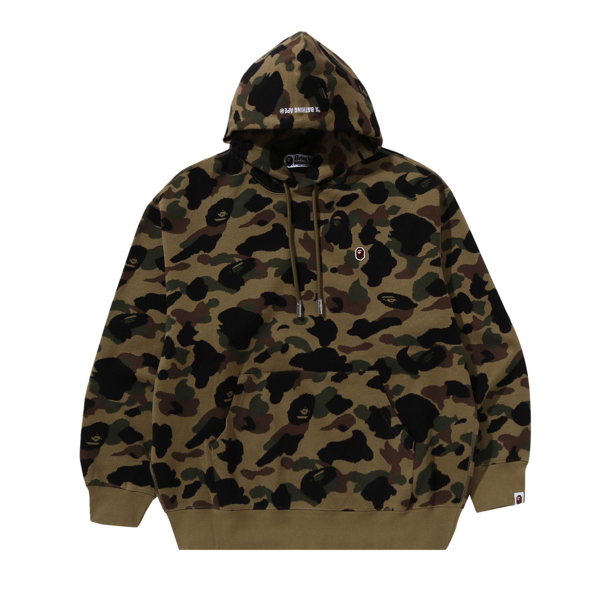 Pre-owned Bape 1st Camo Jacquard One Point Relaxed Fit Pullover Hoodie 'green' | Men's Size M