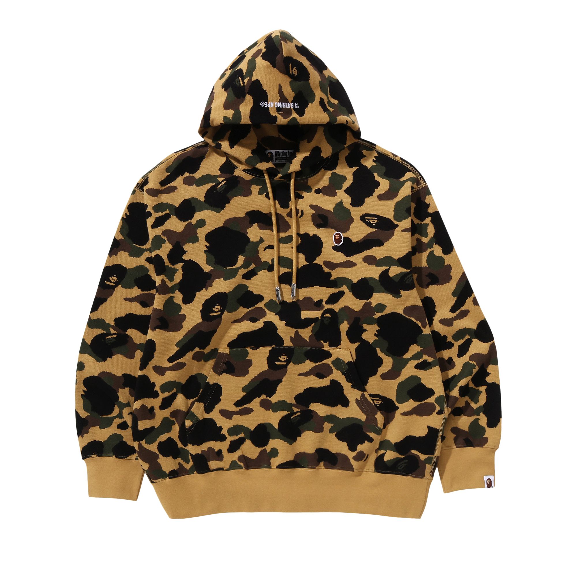 Pre-owned Bape 1st Camo Jacquard One Point Relaxed Fit Pullover Hoodie 'yellow' | Men's Size M