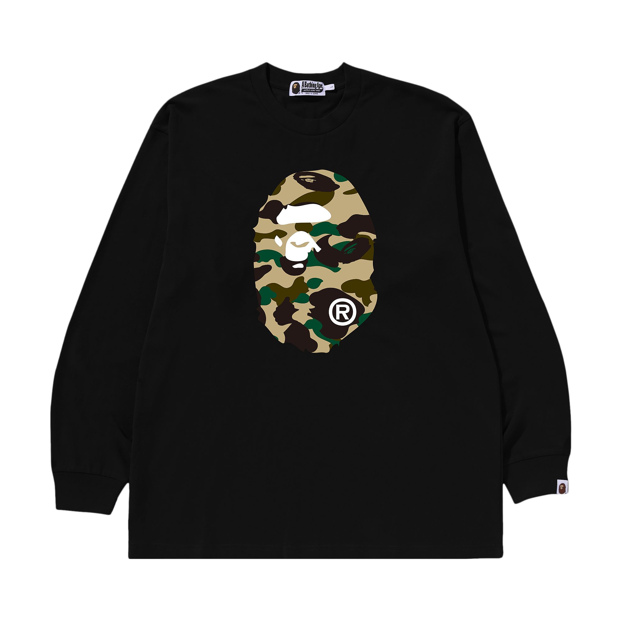Pre-owned Bape 1st Camo Ape Head Relaxed Fit Long-sleeve Tee 'black' | Men's Size M