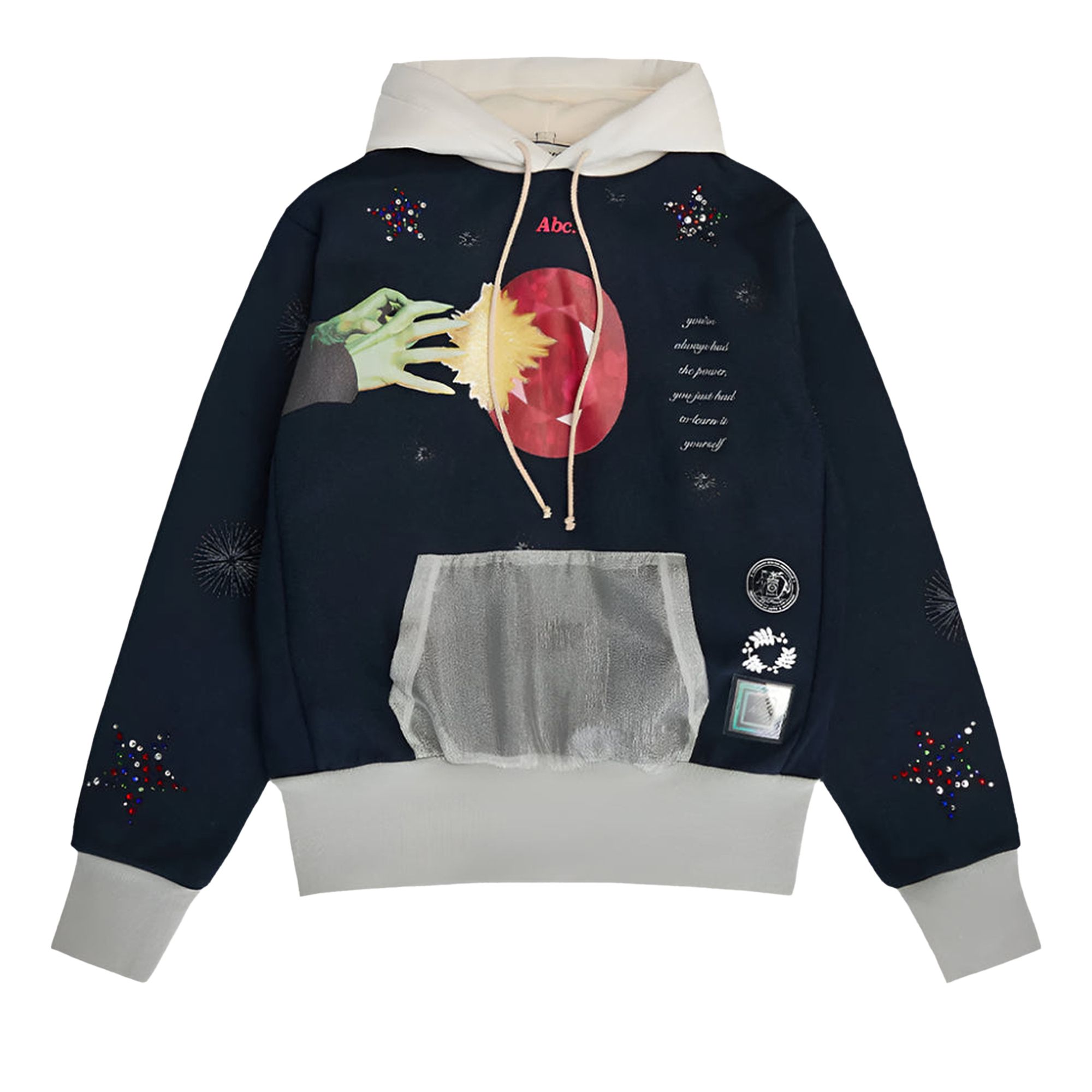 Pre-owned Advisory Board Crystals Birthstone Hooded Sweatshirt #07 'navy/white/grey' | Blue | Men's Size L