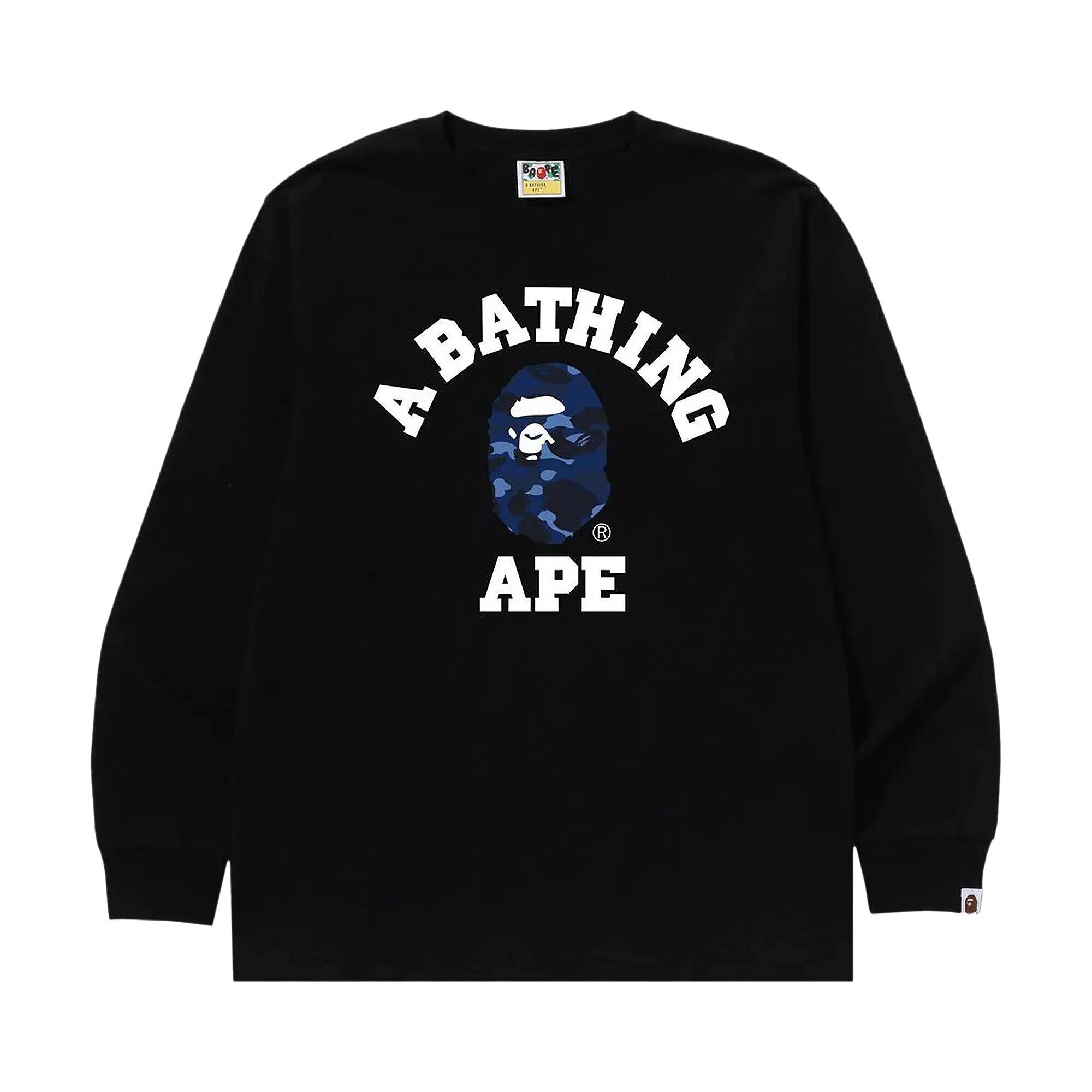 Pre-owned Bape Color Camo College Long-sleeve Tee 'black/navy' | Men's Size M