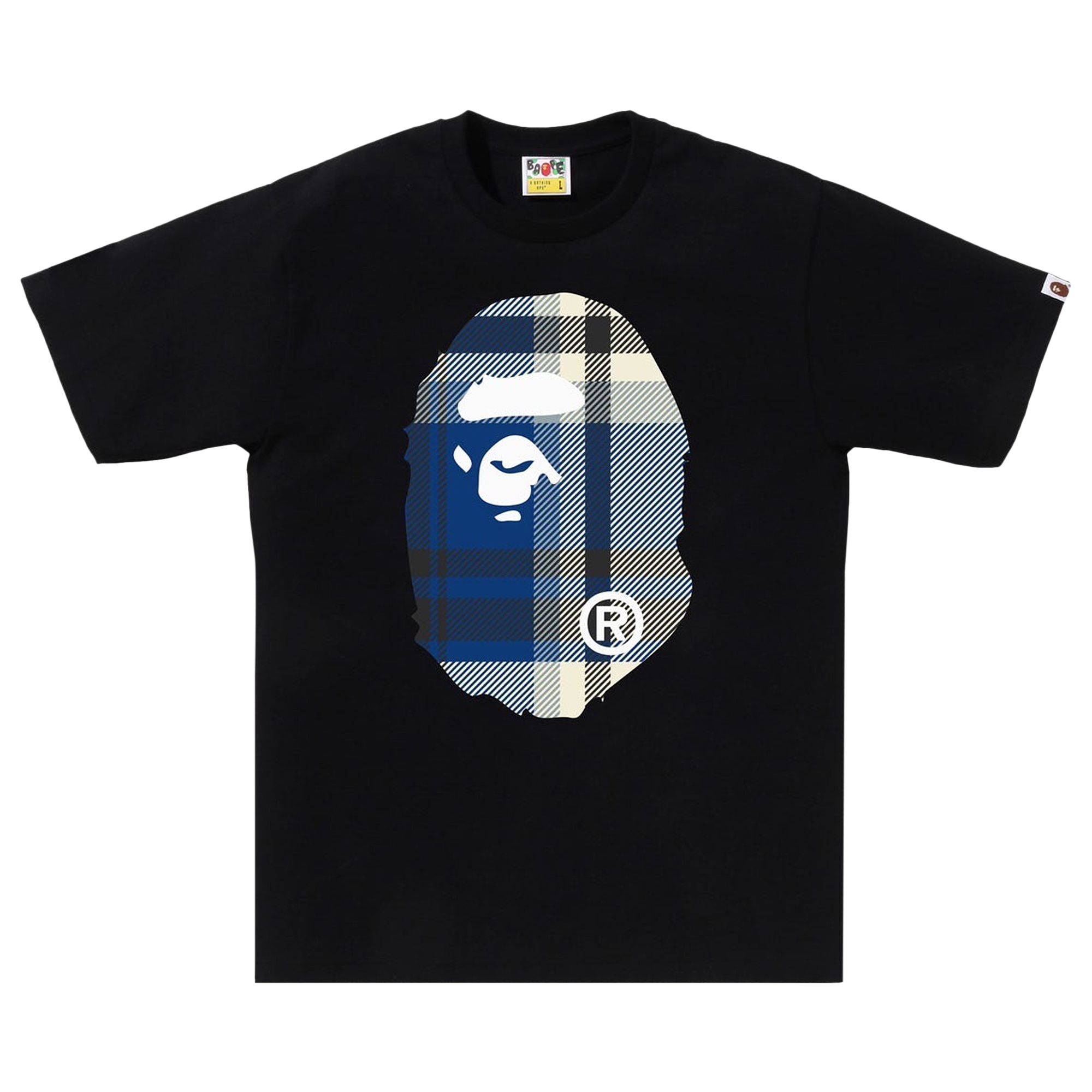 Pre-owned Bape Check Big Ape Head Tee 'black'