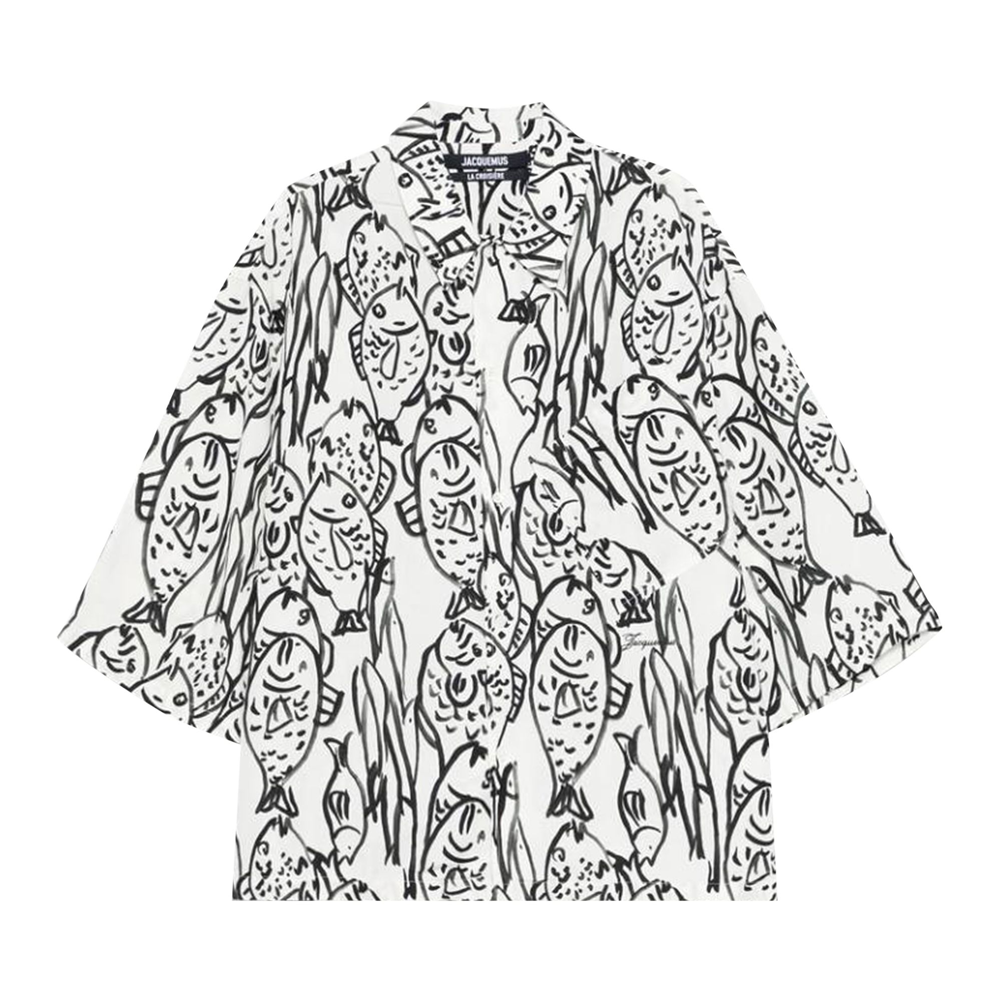 Pre-owned Jacquemus Fish Print Boxy Shirt 'black/white' | Men's Size 54