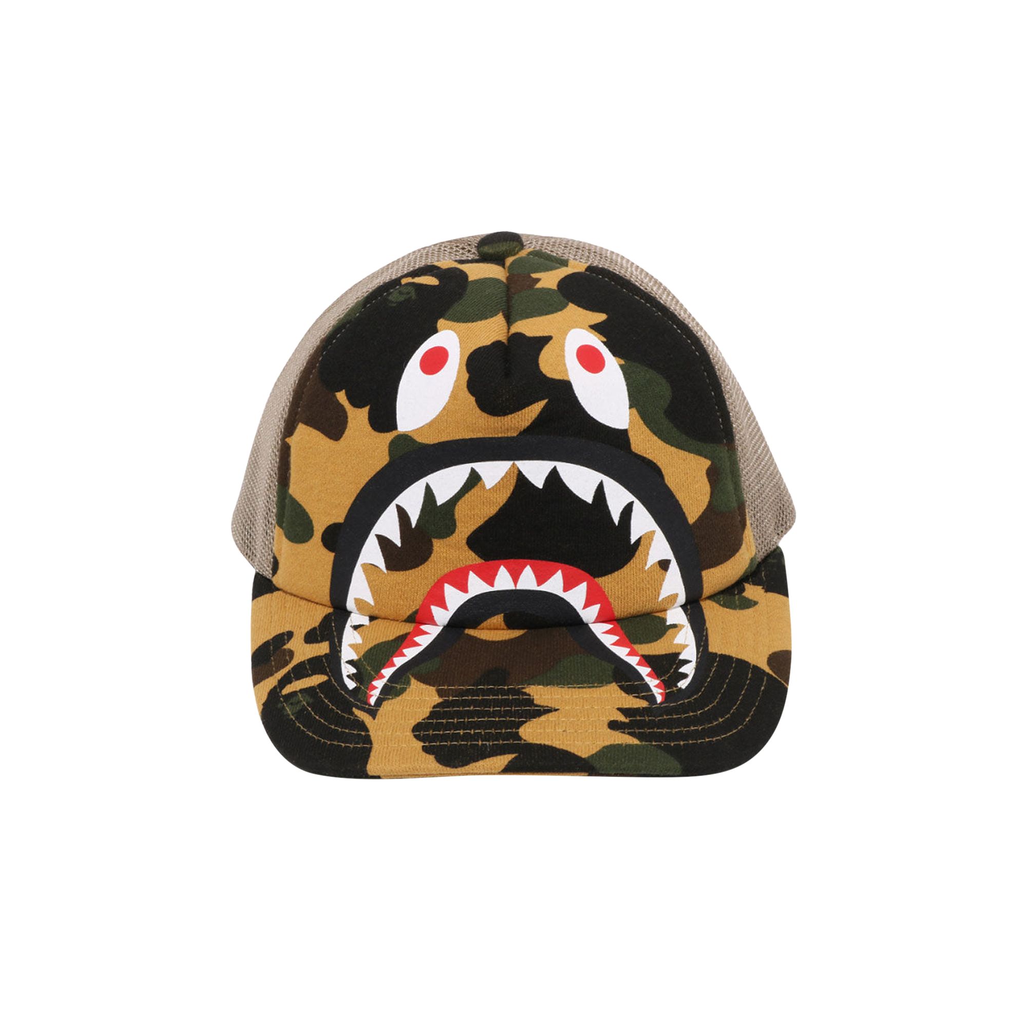 Pre-owned Bape 1st Camo Shark Mesh Cap 'yellow' | Men's Size Onesize