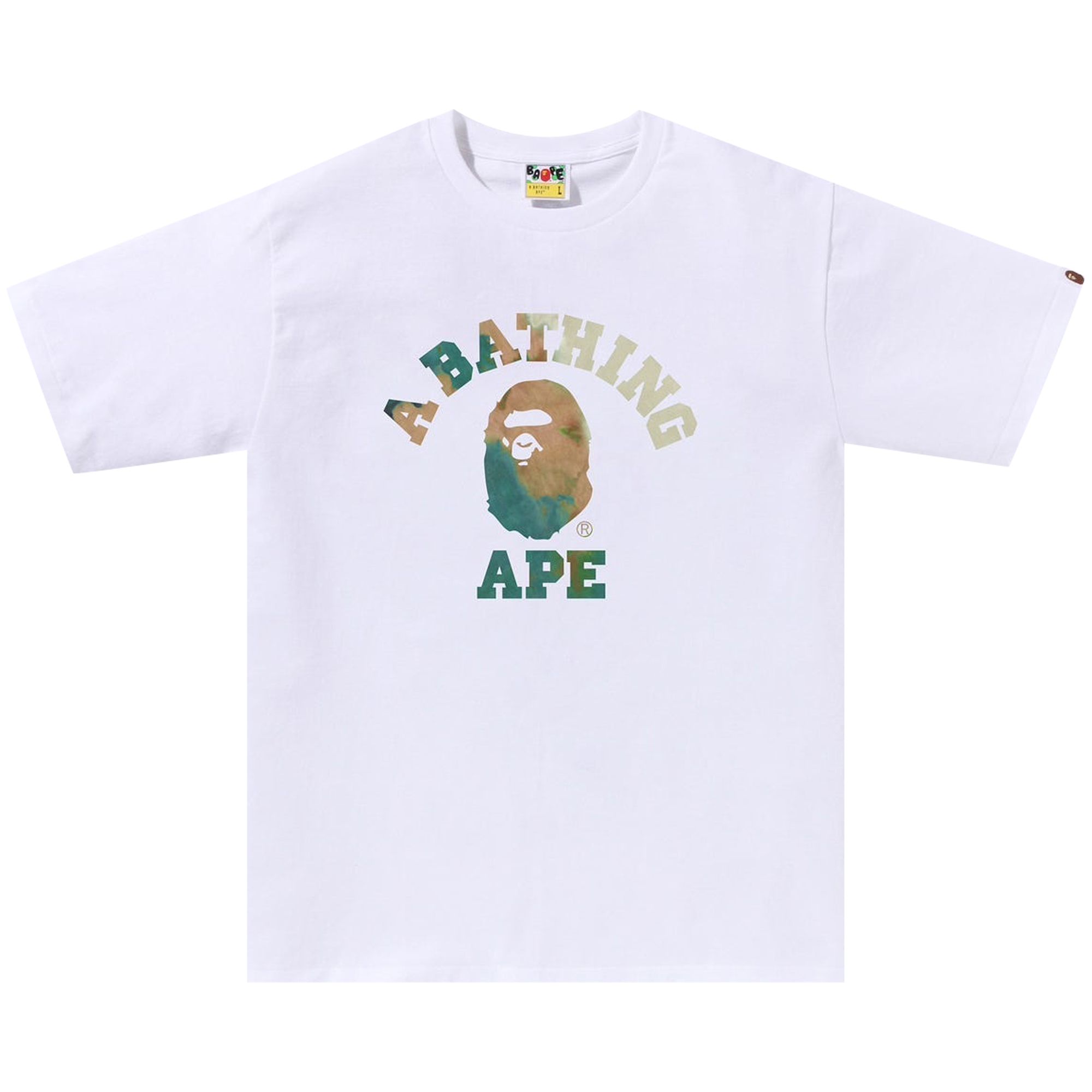 Pre-owned Bape Tie Dye College Tee 'white/beige' | Men's Size Xl