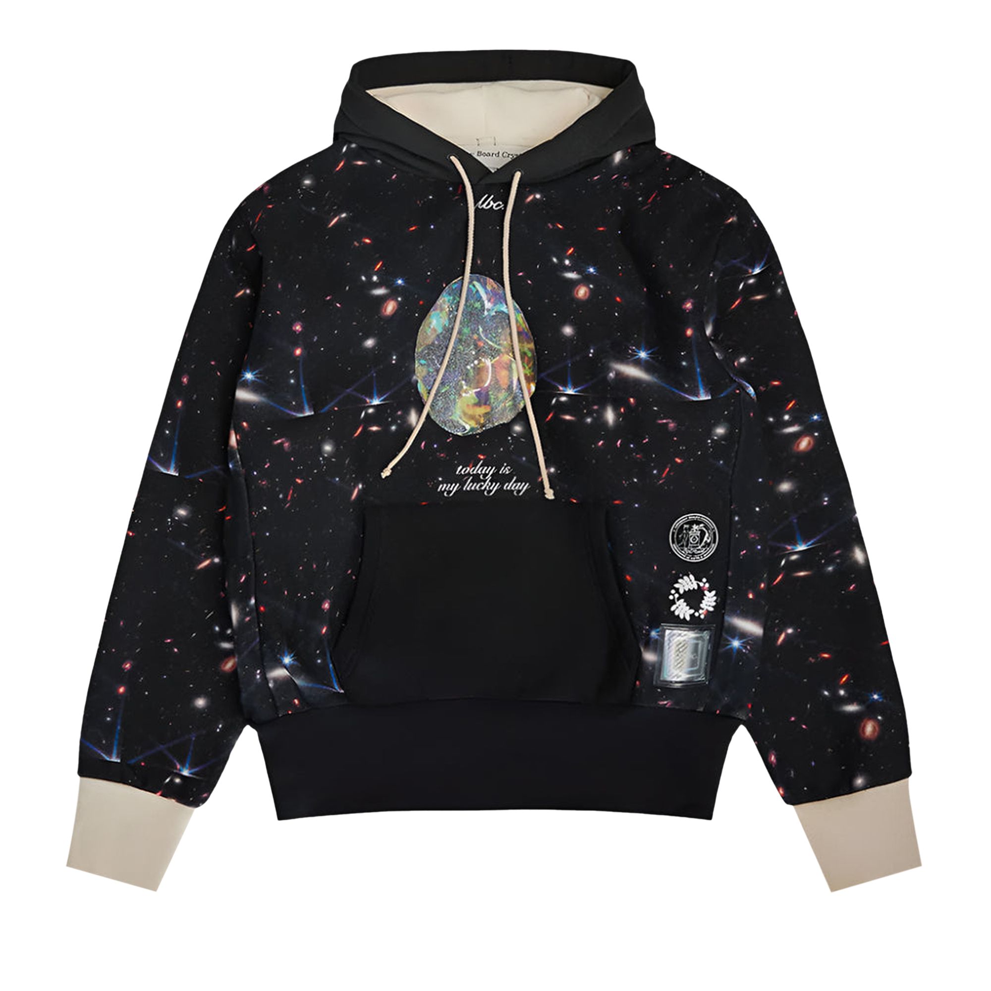 Pre-owned Advisory Board Crystals Birthstone Hooded Sweatshirt #10 'space Print' | Black | Men's Size Xs