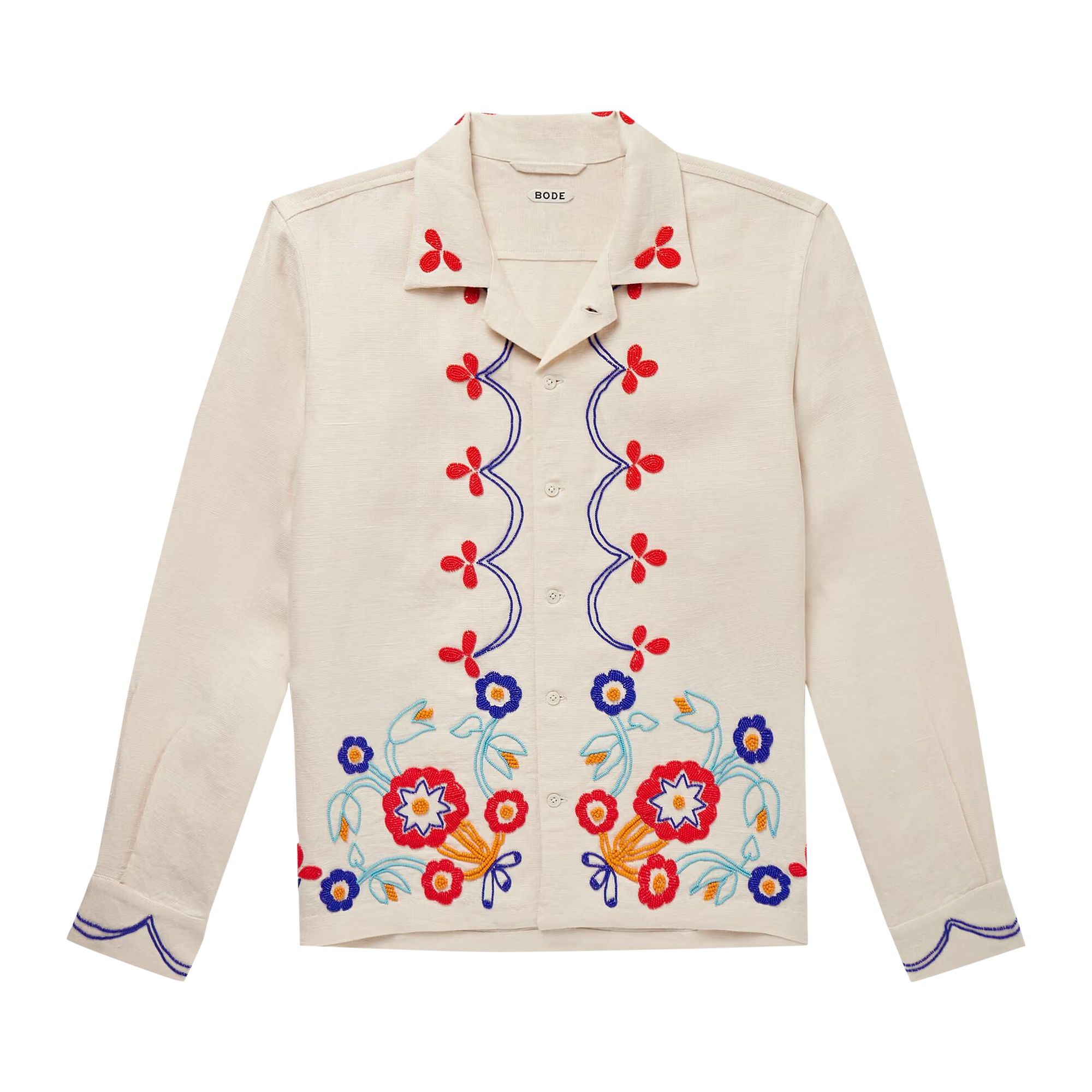 Pre-owned Bode Beaded Garden Party Shirt 'ecru/multicolor' | Tan | Men's Size L