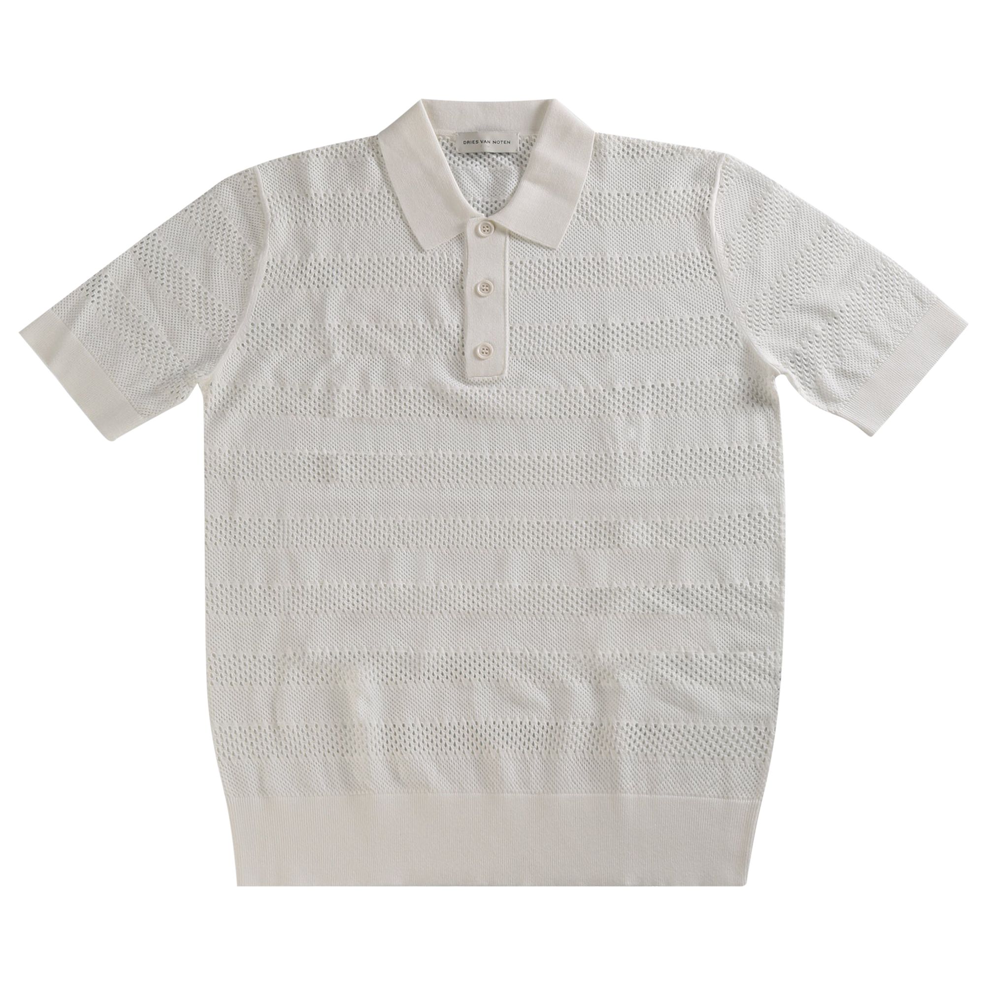 Pre-owned Dries Van Noten Knit Polo Shirt 'white' | Men's Size S