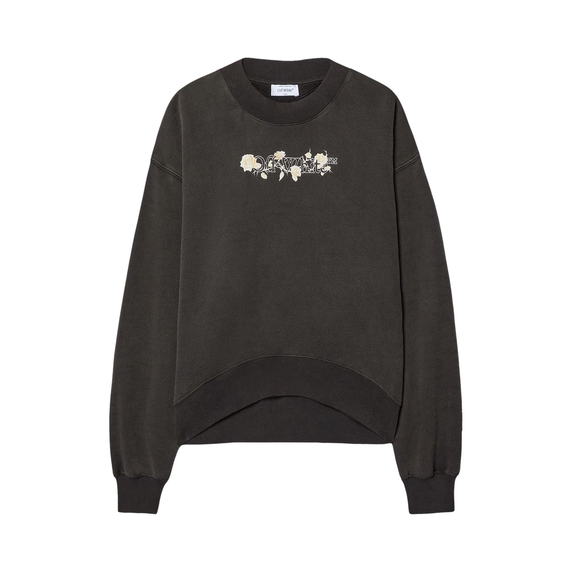 Pre-owned Off-white Bookish Roses Over Crew Sweatshirt 'washed Black' | Women's Size Xs