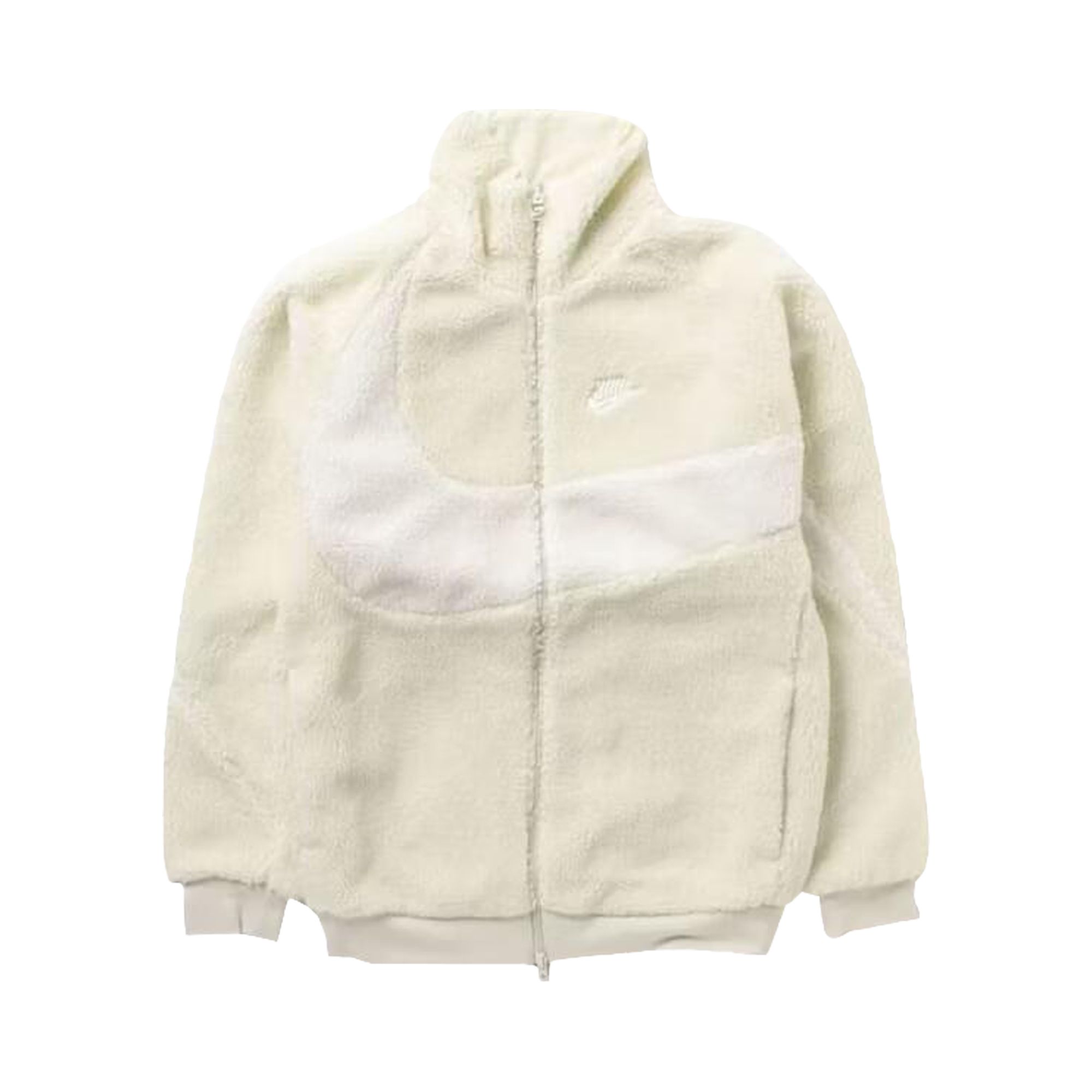 Pre-owned Nike Sportswear Big Swoosh Reversible Boa Jacket (asia Sizing) 'sea Glass/sail' | Cream | Men's Size