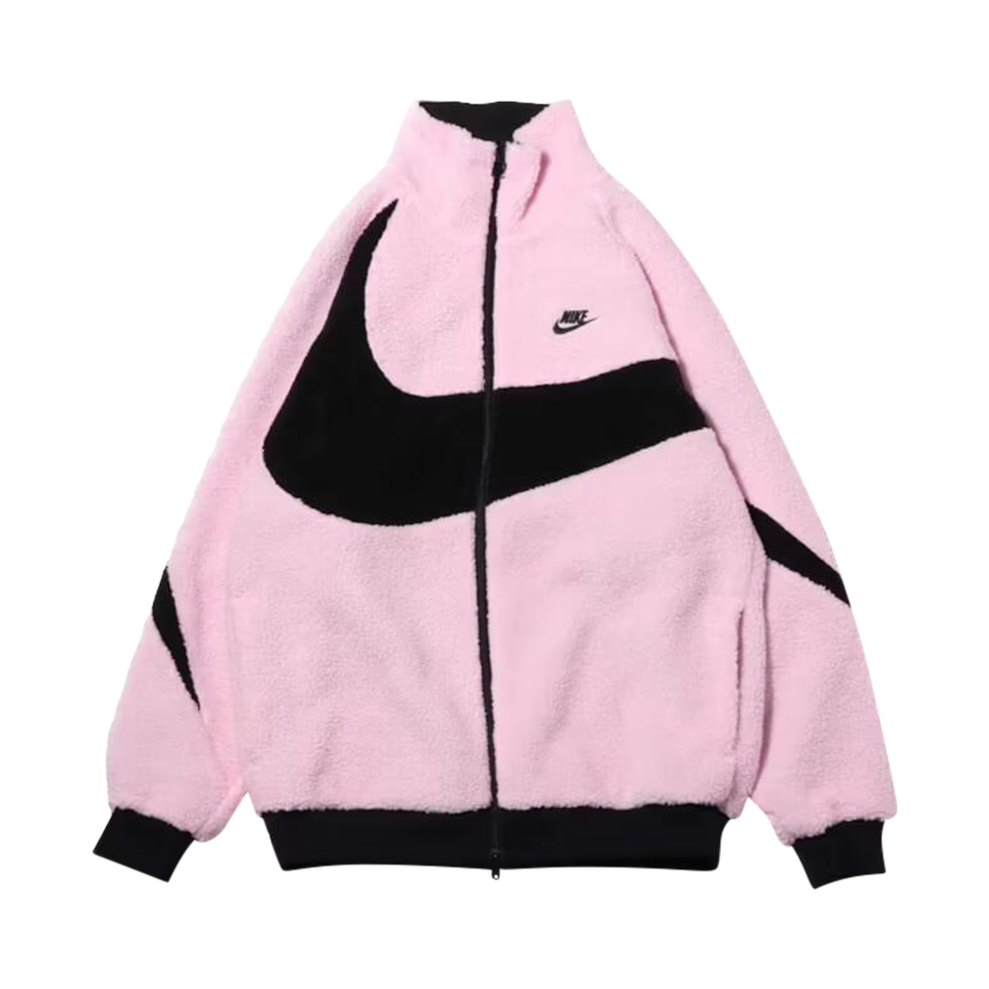 Pre-owned Nike Women's Big Swoosh Reversible Boa Jacket (asia Sizing) 'prism Pink/black' | Women's Size M
