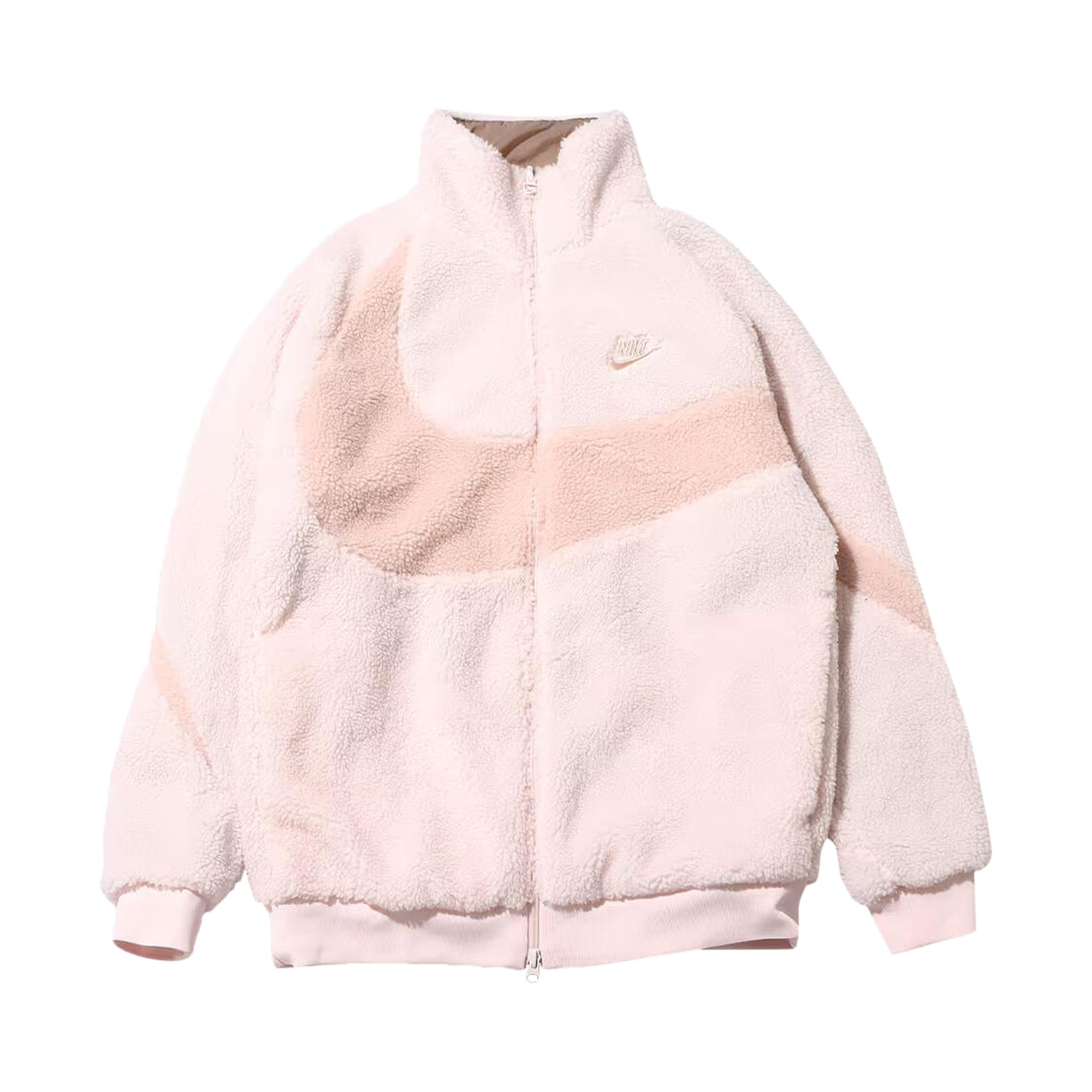 Pre-owned Nike Big Swoosh Reversible Boa Jacket (asia Sizing) 'light Soft Pink' | Men's Size Xxl