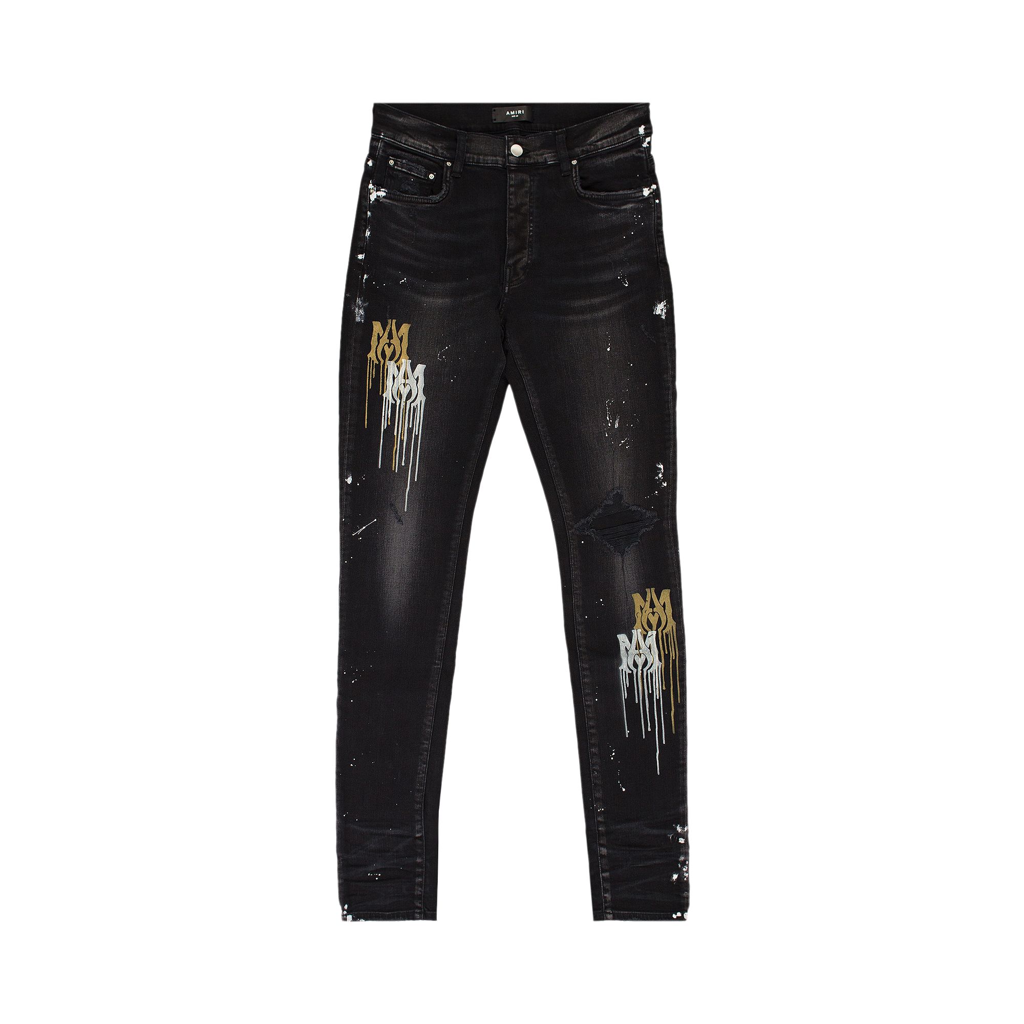 Pre-owned Amiri Stencil Jeans 'aged Black' | Men's Size 31