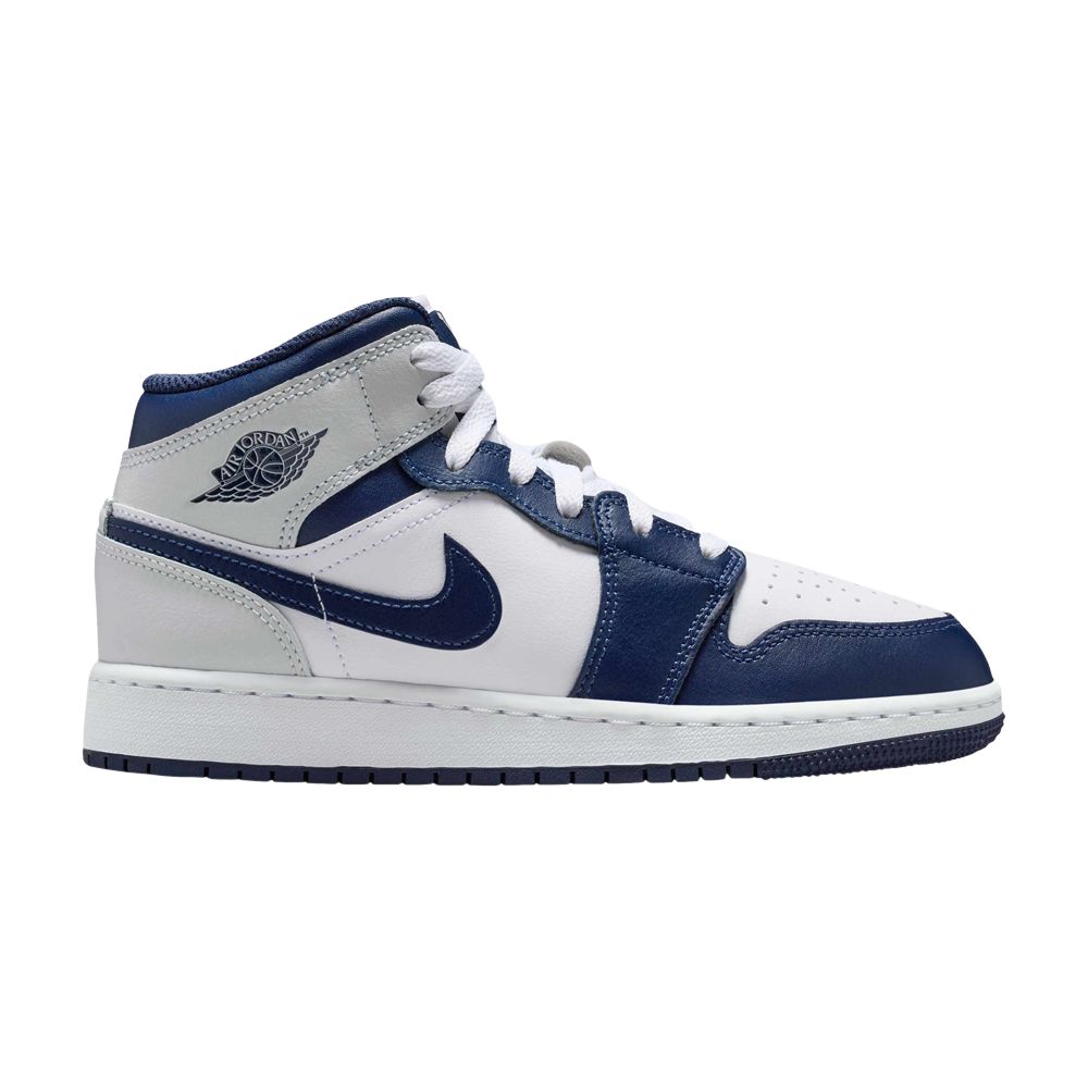 Pre-owned Air Jordan 1 Mid Gs 'smoke Grey Obsidian' | Blue | Kid's Size 4.5