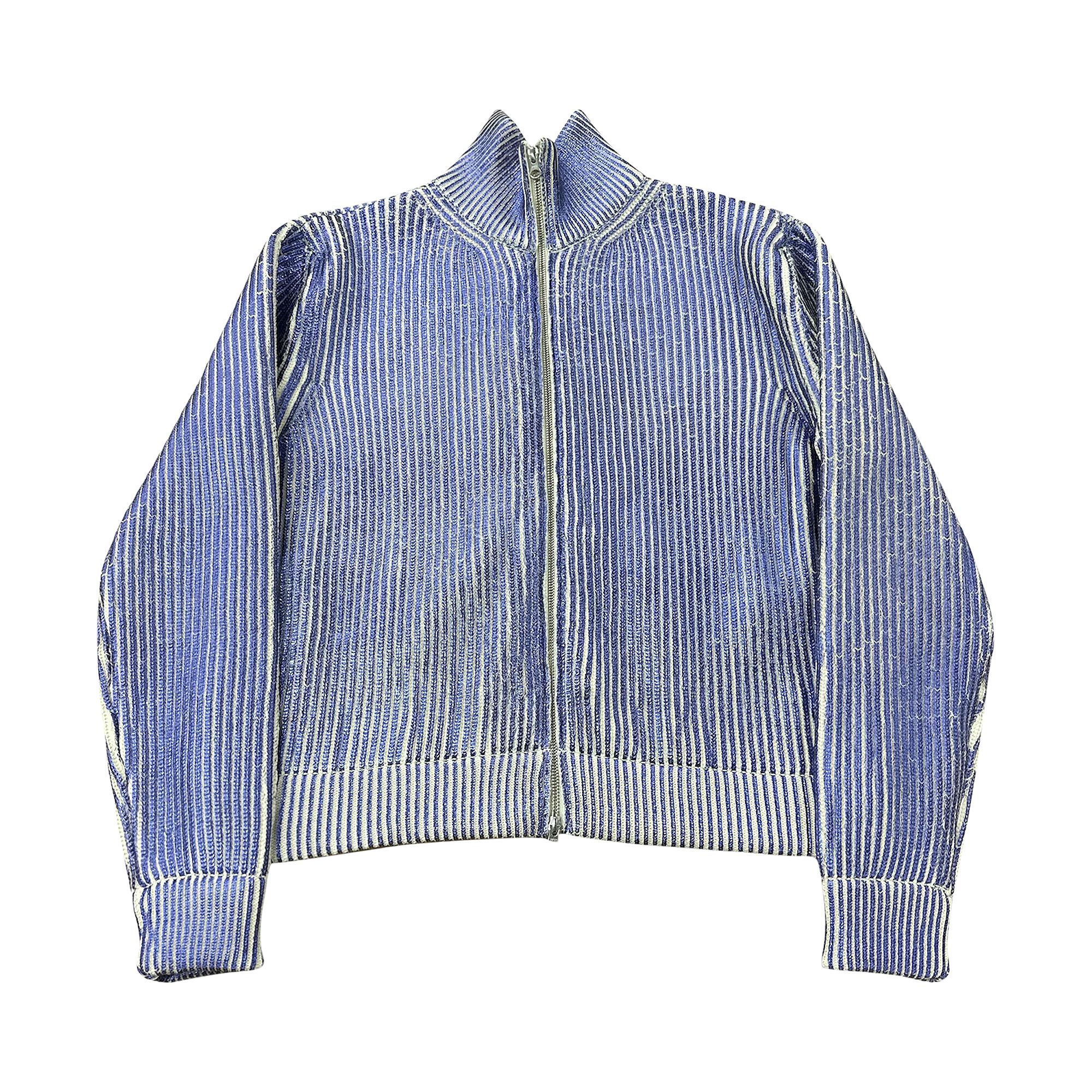 Pre-owned Mm6 Maison Margiela Laminated Zip Up Cardigan 'blue' | Men's Size S
