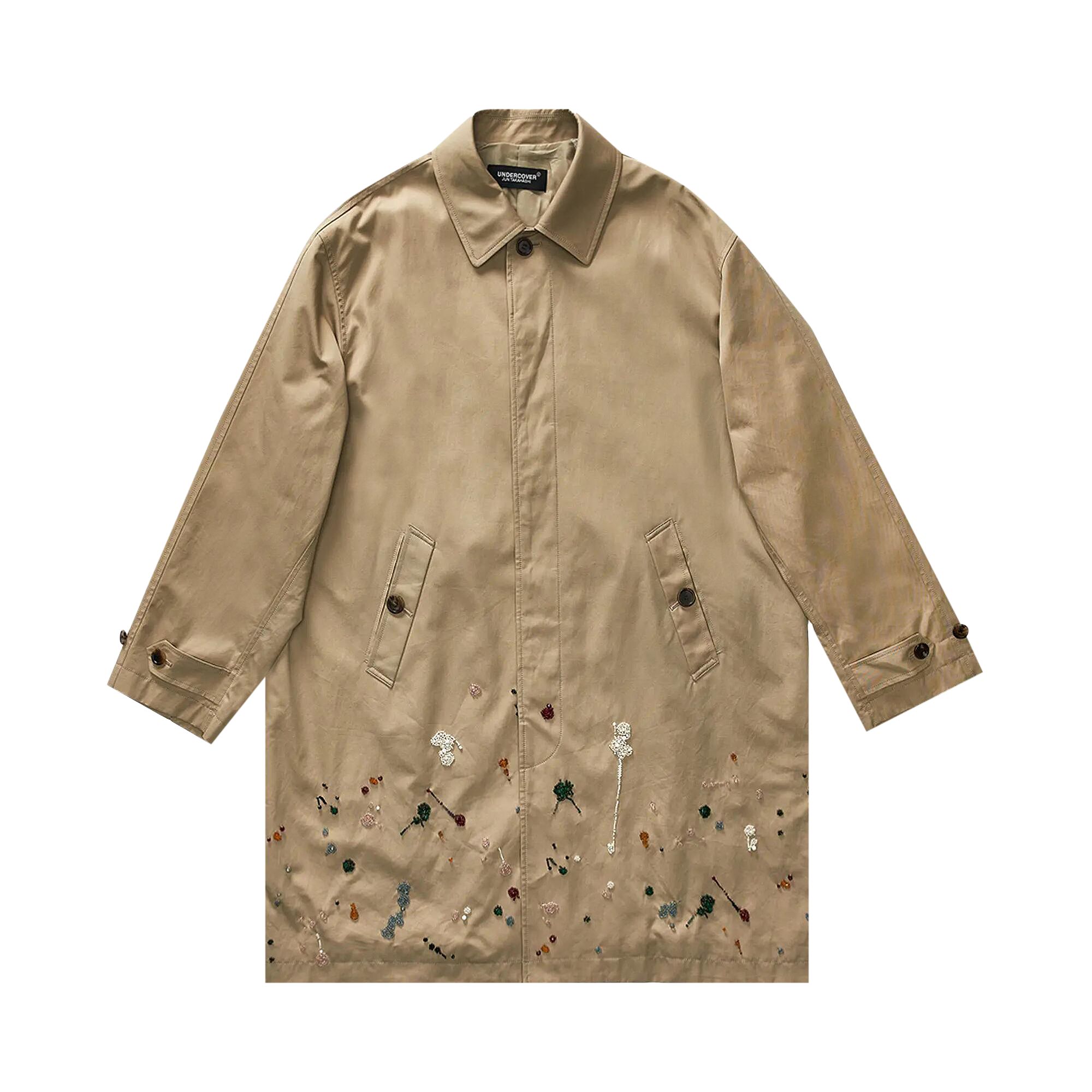 Pre-owned Undercover Beaded Paint Drip Coat 'beige' | Cream | Men's Size 3