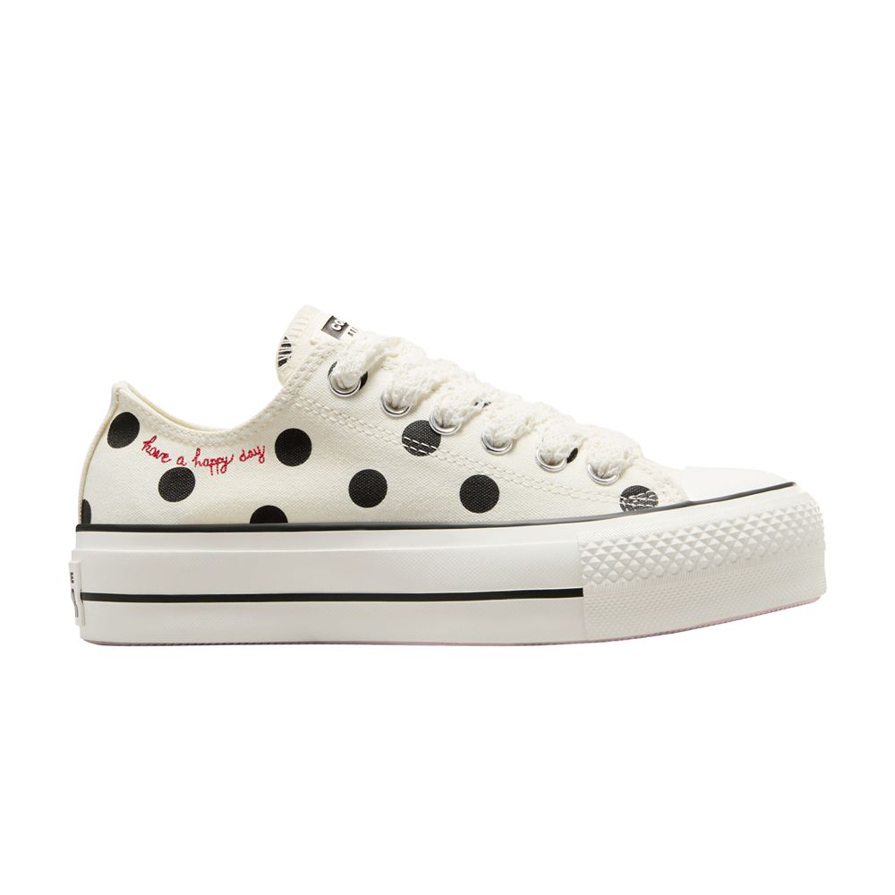 Pre-owned Converse Wmns Chuck Taylor All Star Lift Platform Low 'polka Dots' | Cream | Women's Size 8
