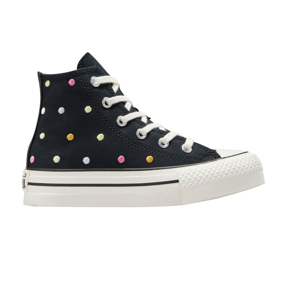 Pre-owned Converse Chuck Taylor All Star Lift Platform High Ps 'embroidered Polka Dots' | Black | Kid's Size 1