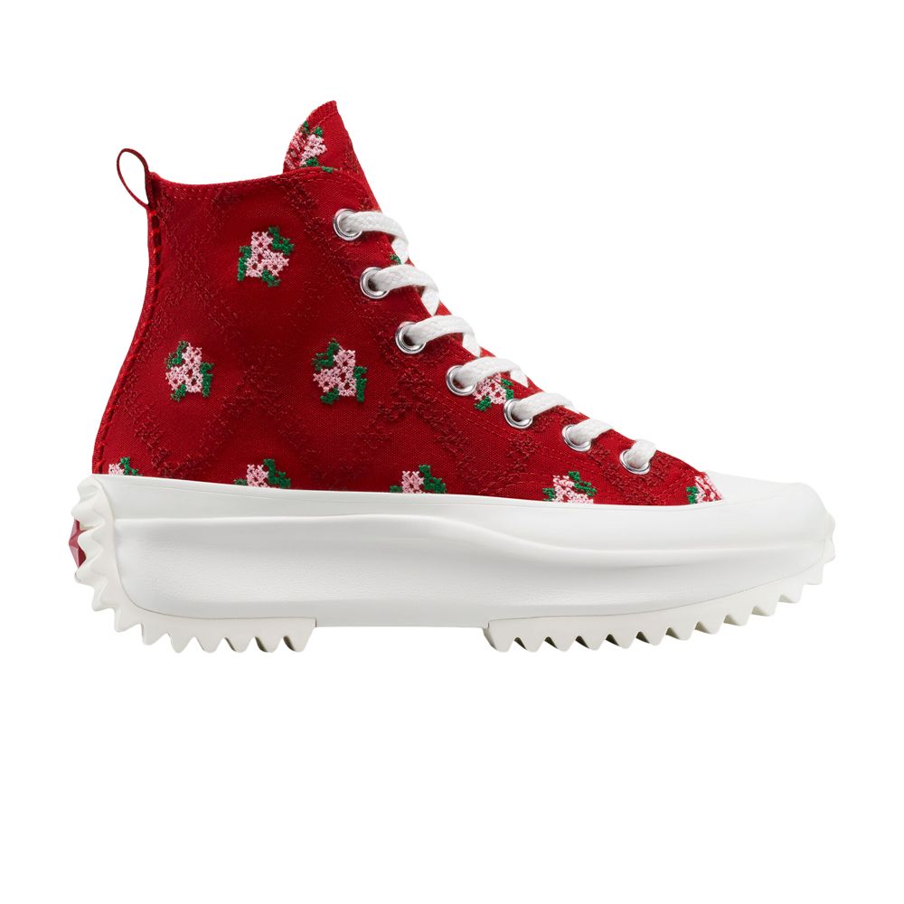 Converse Wmns Run Star Hike Platform High 'Cross Stitch Roses' | Red | Women's Size 5.5 - A14885C