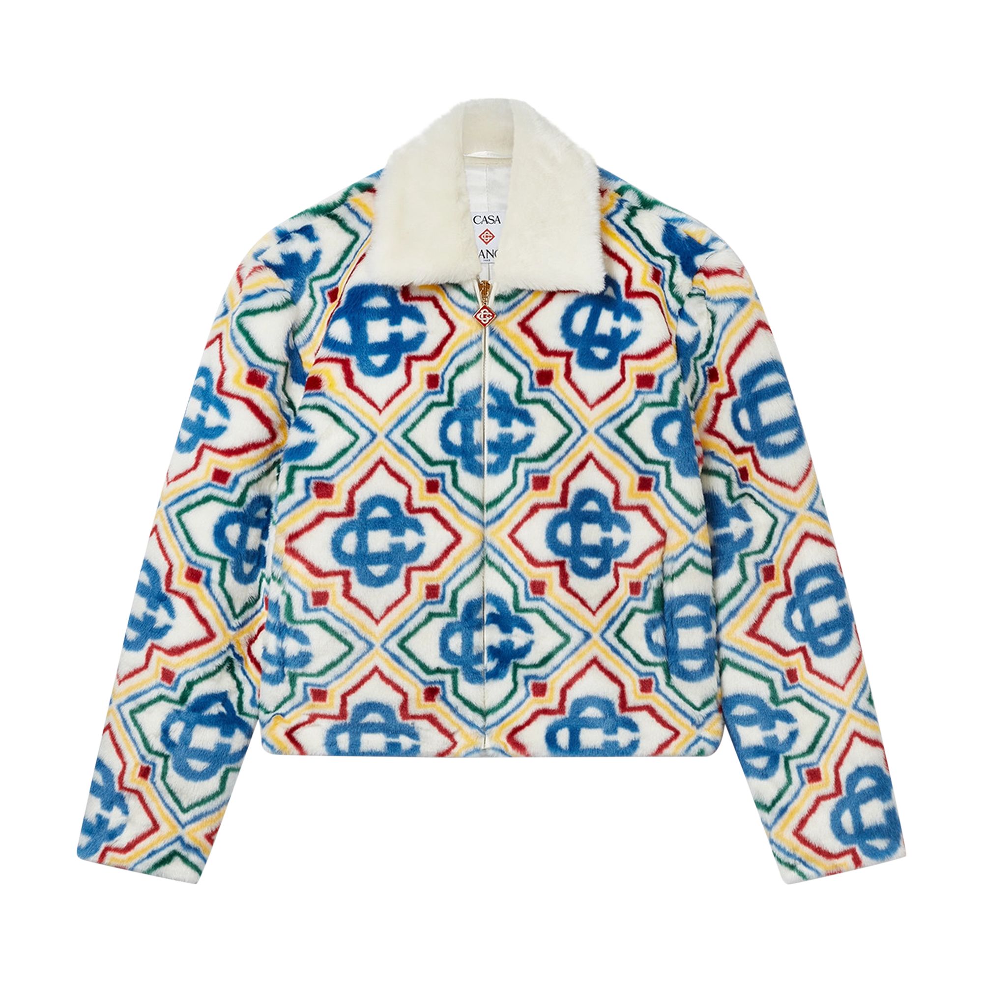 Pre-owned Casablanca Collared Faux Fur Jacket 'olympic Diamond Monogram' | Multi-color | Men's Size Xxl